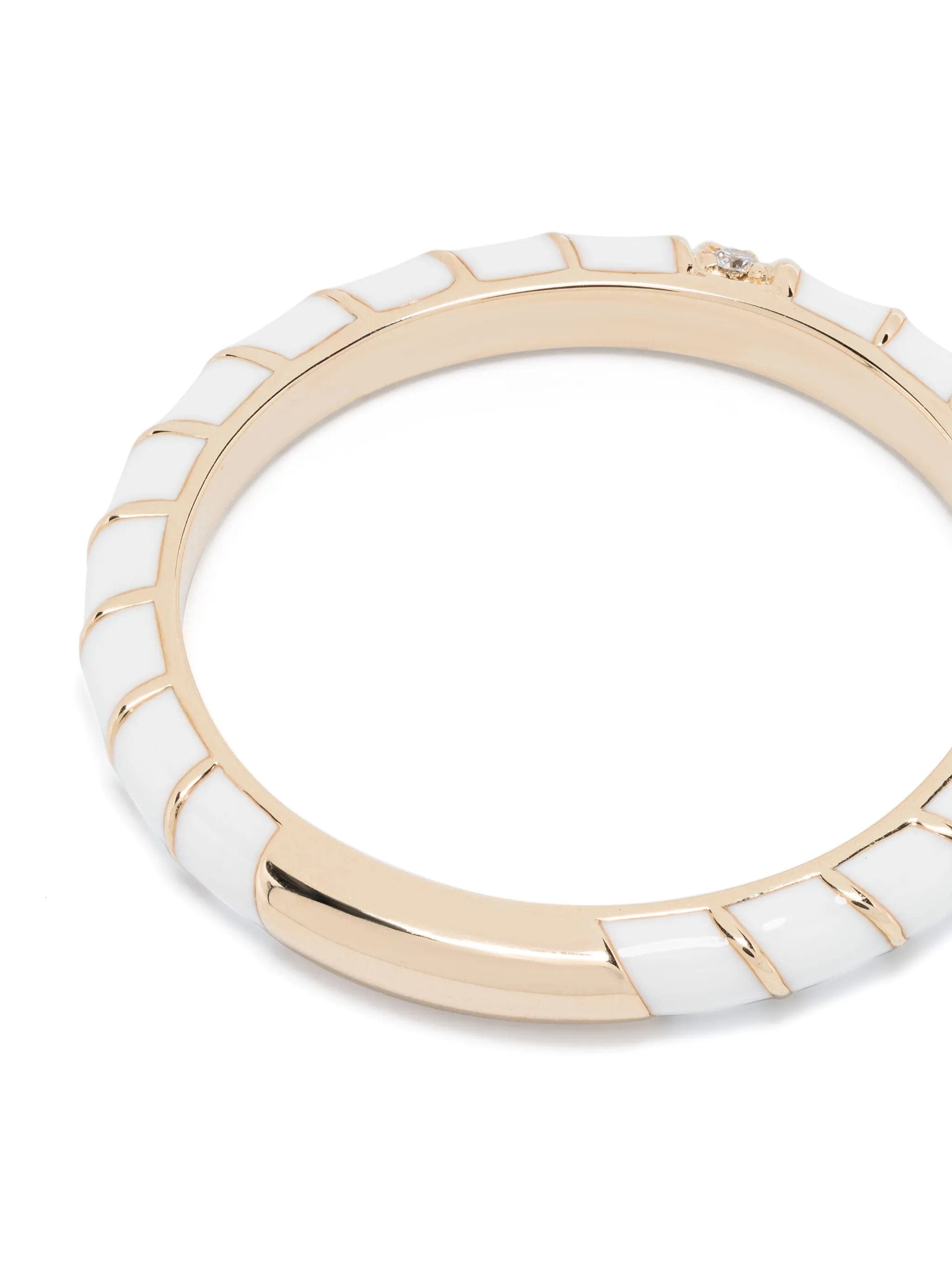 Yvonne Léon 9kt yellow gold Alliance Torsade Email diamond band ring