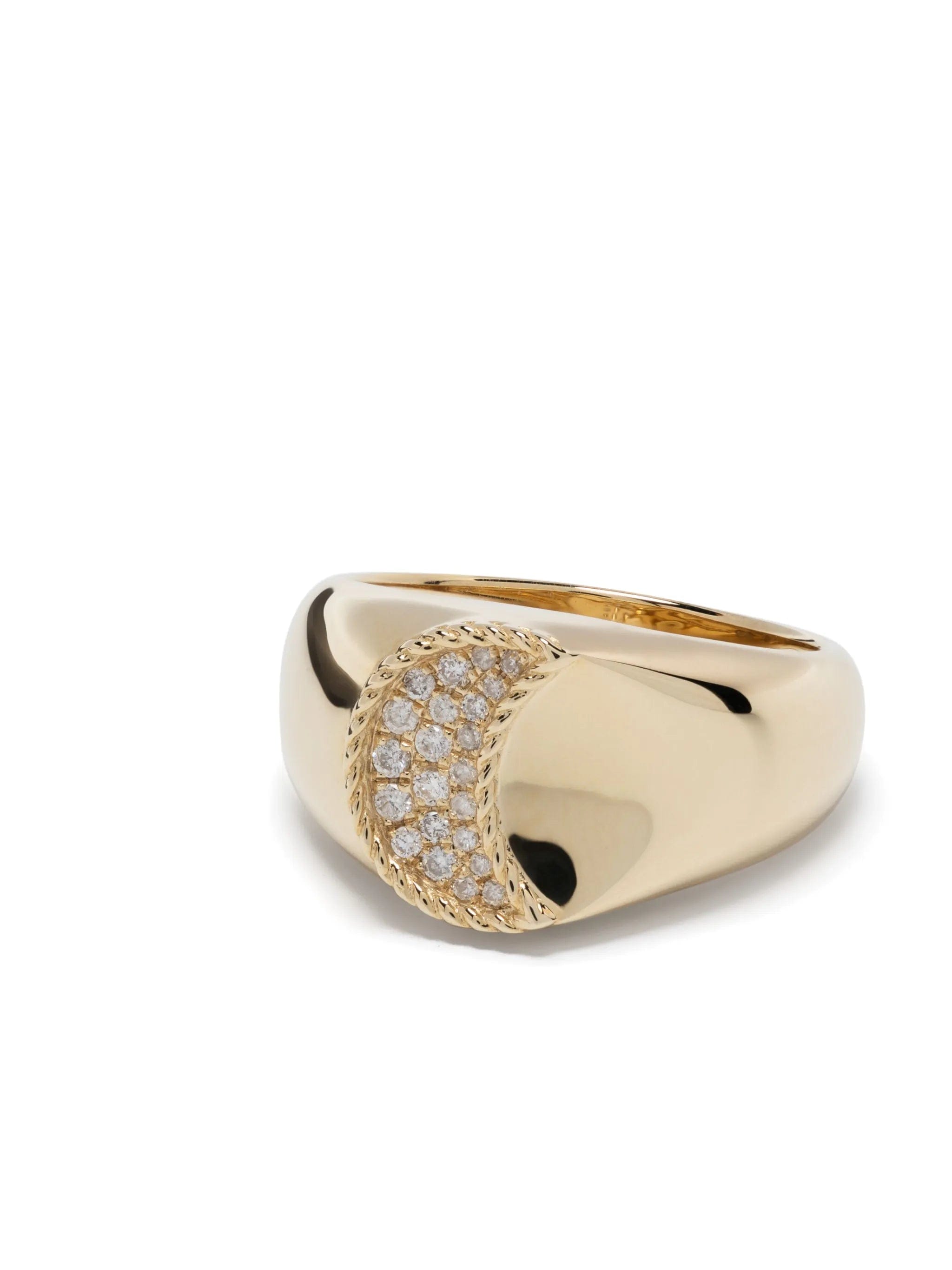 Yvonne Léon 9kt yellow gold Chevalière Lune diamond signet ring