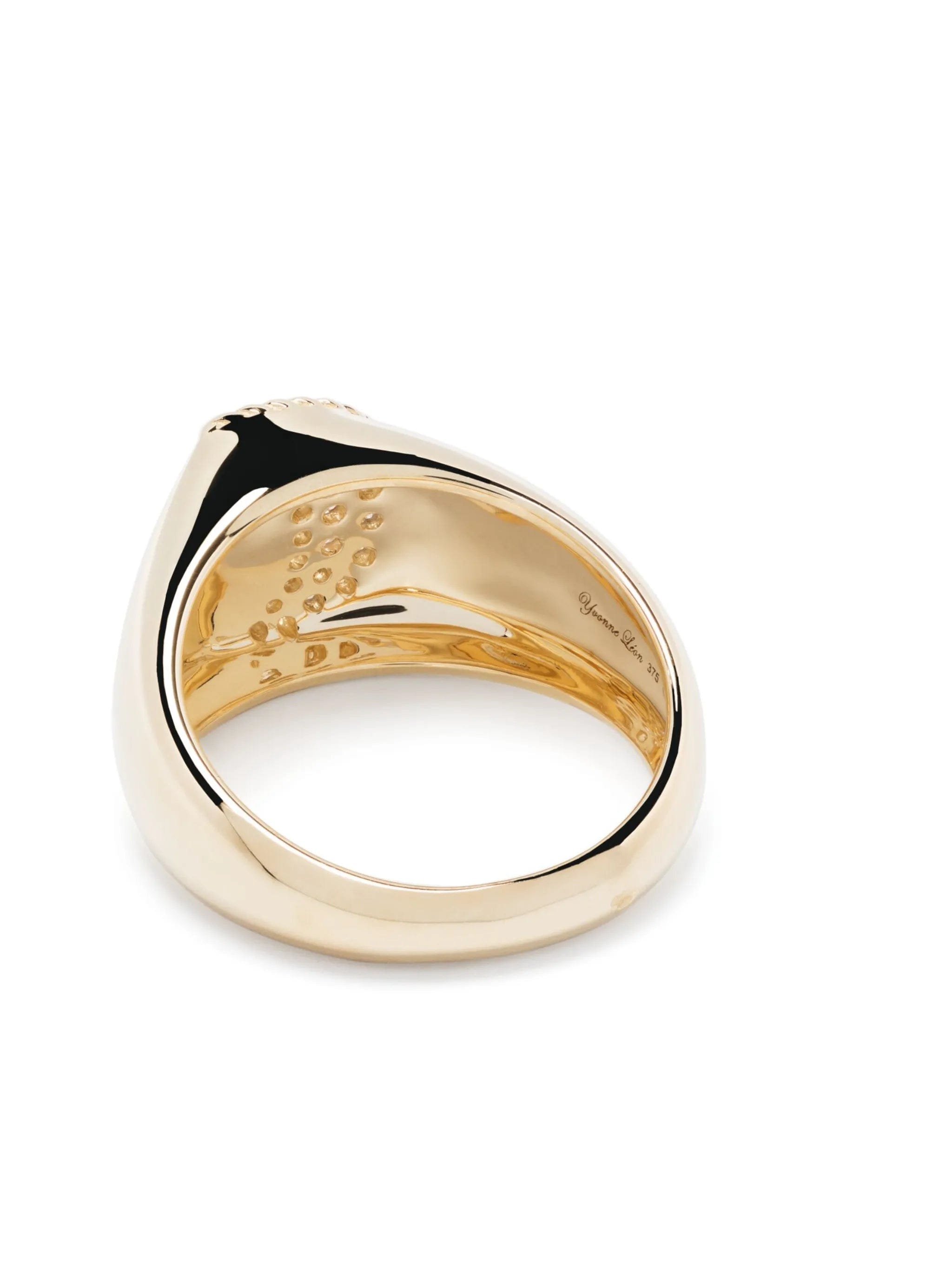 Yvonne Léon 9kt yellow gold Chevalière Lune diamond signet ring