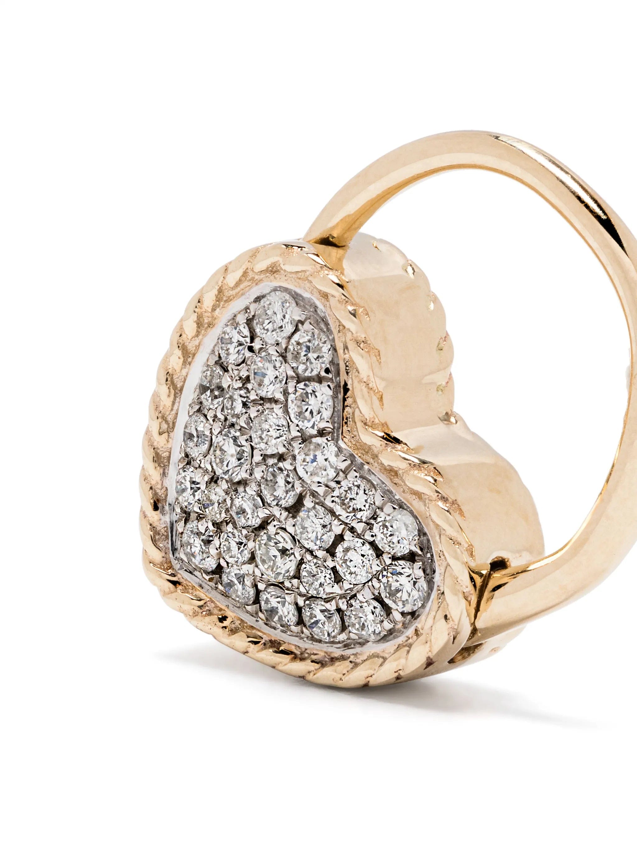 Yvonne Léon 9kt yellow gold Creole Cadenas Coeur diamond earring