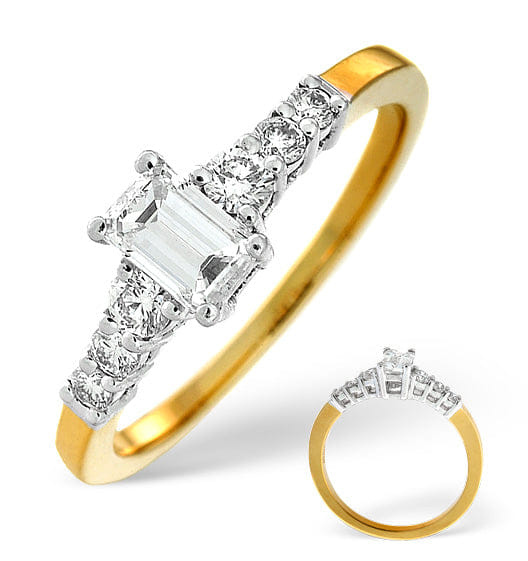 Solitaire With Shoulders Ring 0.76CT Lab Diamond 18K Yellow Gold