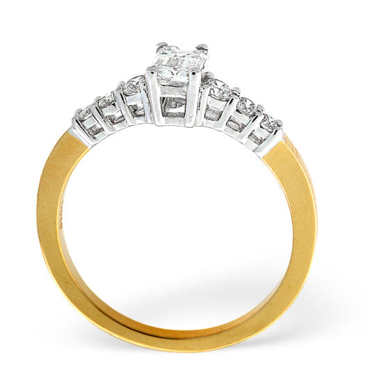 Solitaire With Shoulders Ring 0.76CT Lab Diamond 18K Yellow Gold