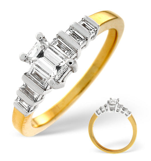 Solitaire With Shoulders Ring 0.79CT Lab Diamond 18K Yellow Gold