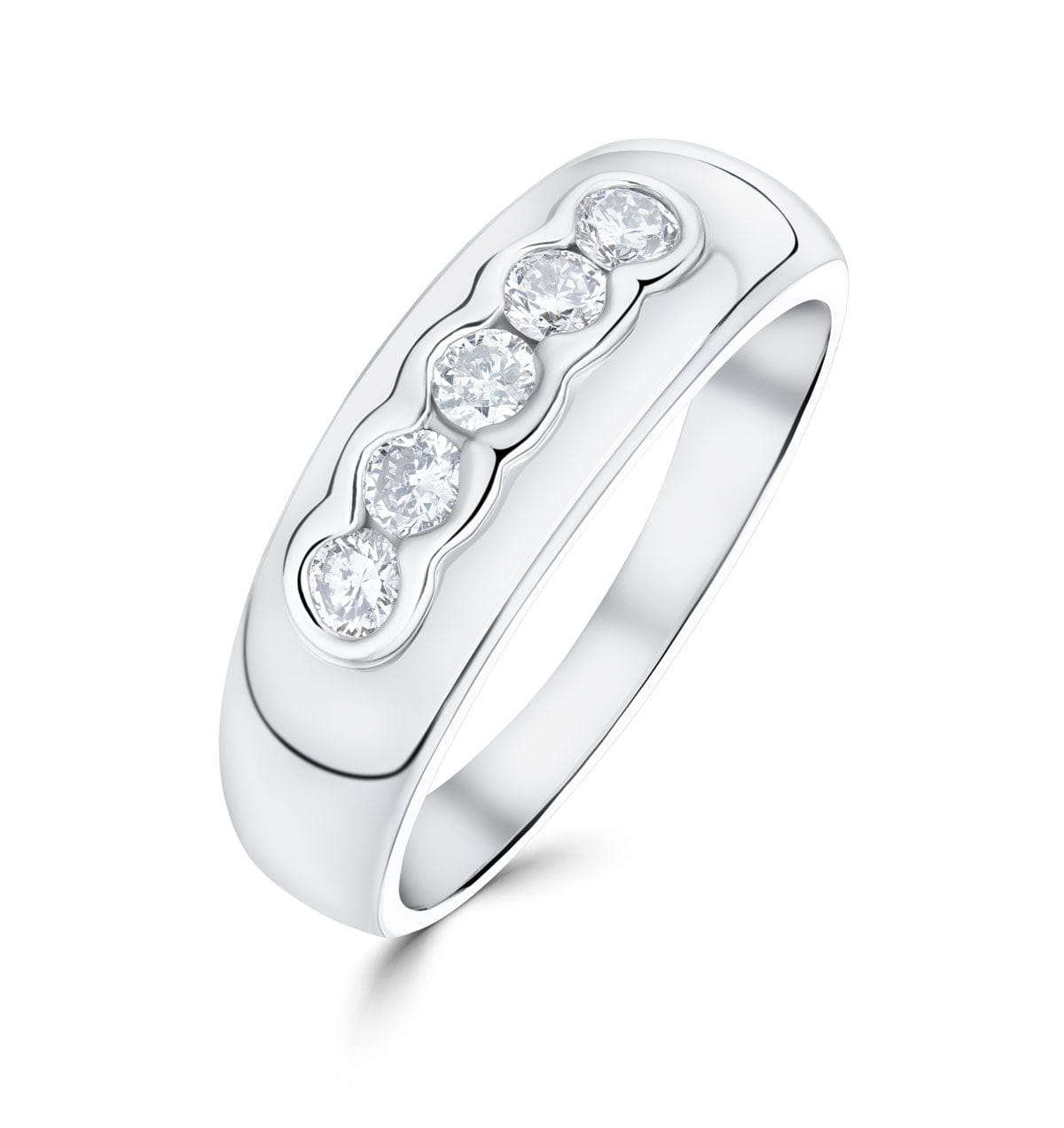 Diamond 18K White Gold Chunky Ladies Diamond Ring - SIZE M