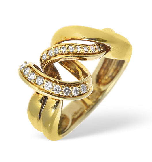 Diamond 14K Gold Pave Diamond Twist Design Ring - SIZE M