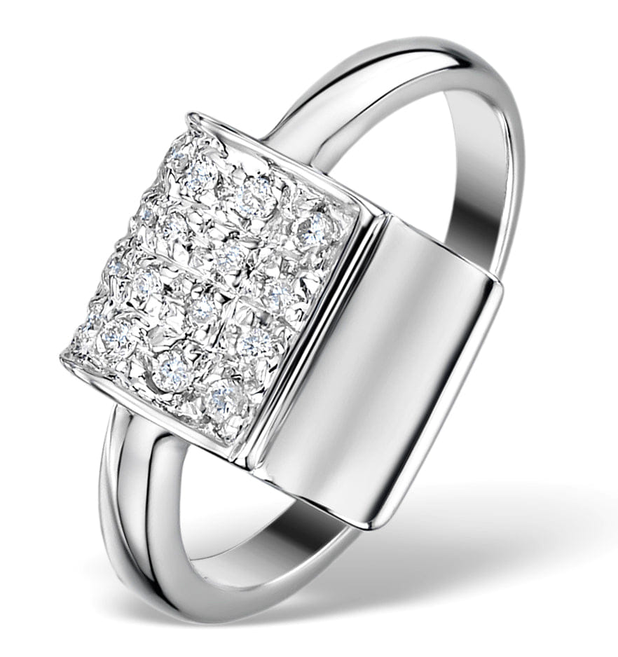 Diamond 0.13ct and 18K White Gold Ring - SIZE M 1/2