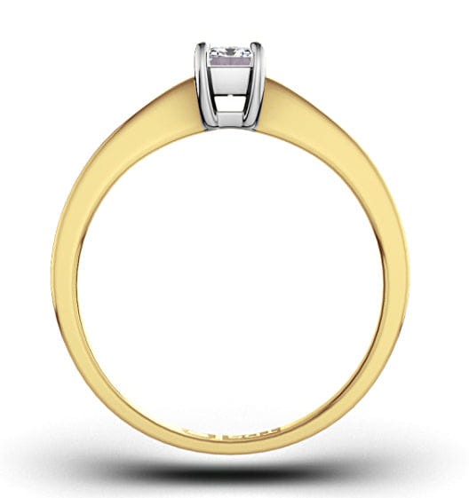 Diamond Certified Emerald Cut 18K Gold Diamond Engagement Ring 0.25CT - G - H/SI