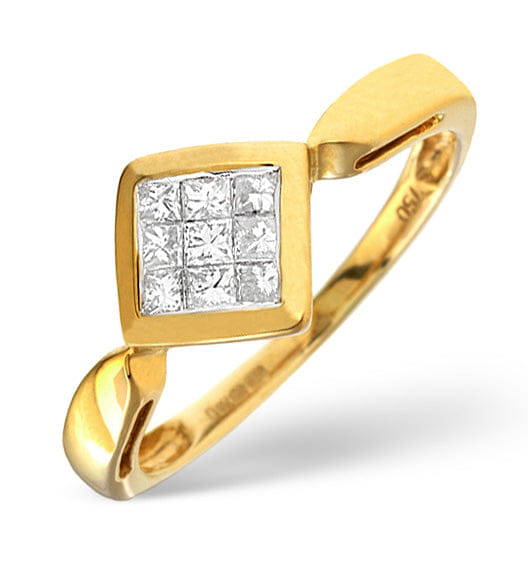 Diamond Illusion Ring 0.25CT Diamond 18K Yellow Gold