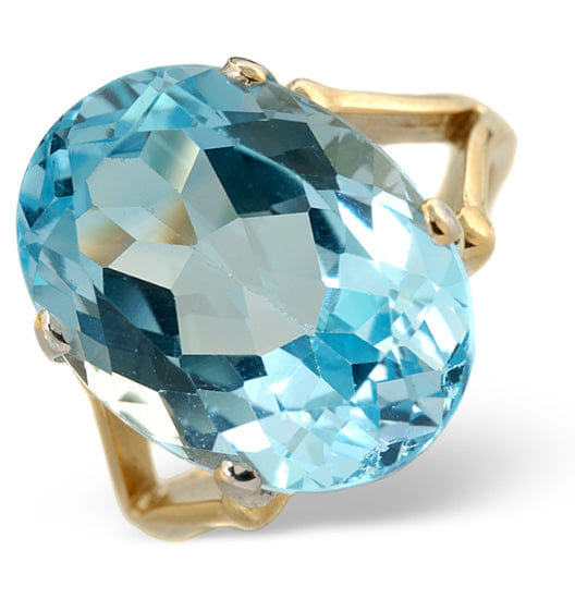 Yellow Blue Topaz 11.70CT 9K Yellow Gold Ring
