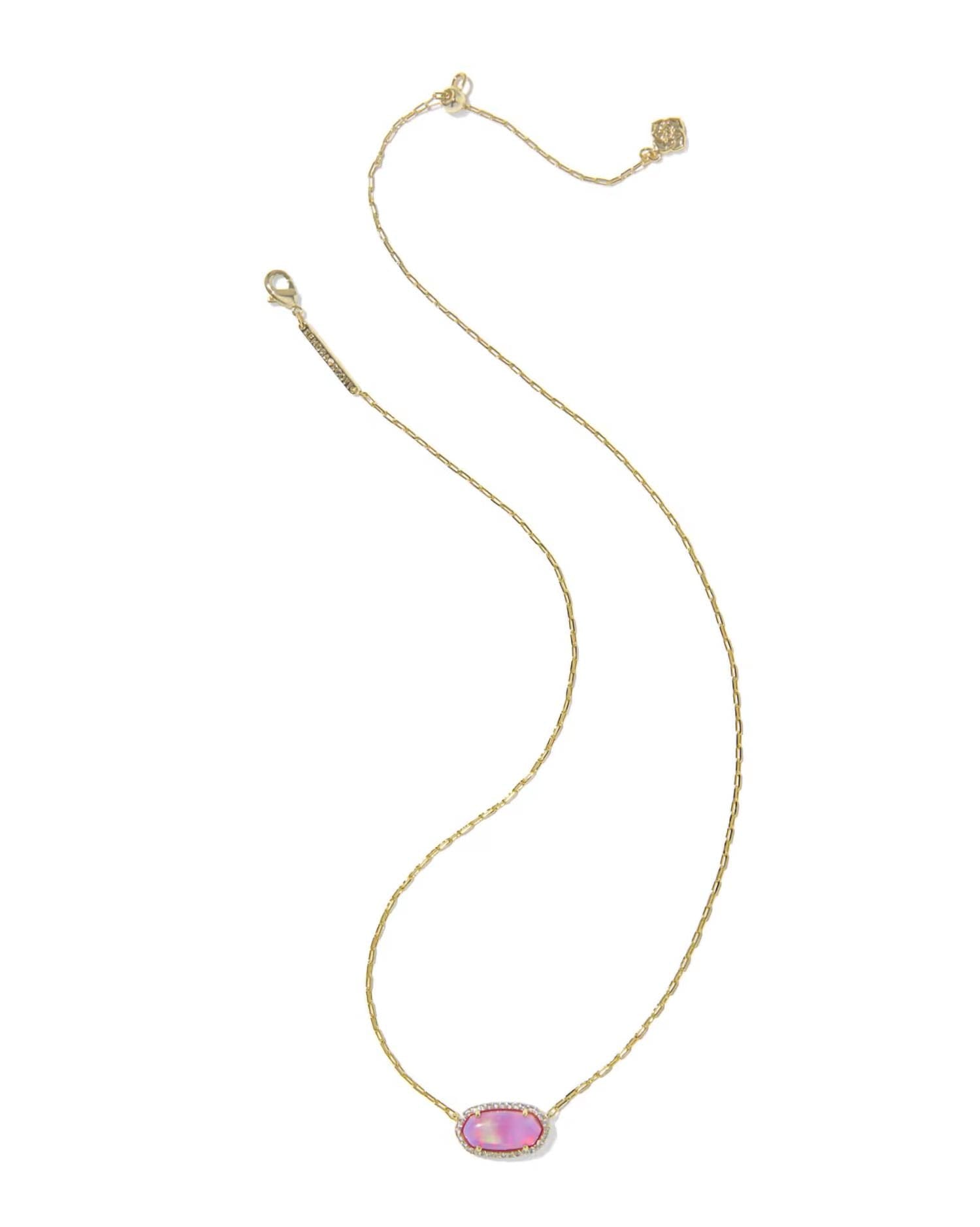FRAME Women's Elisa Pave Frame Short Pendant Necklace In Gold/pink