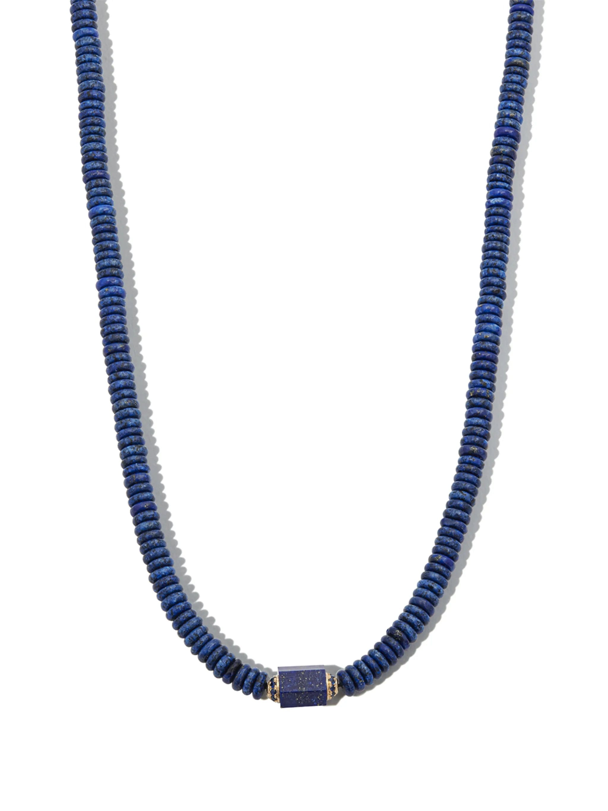 LUIS Morais 14kt yellow gold beaded lapis lazuli choker necklace