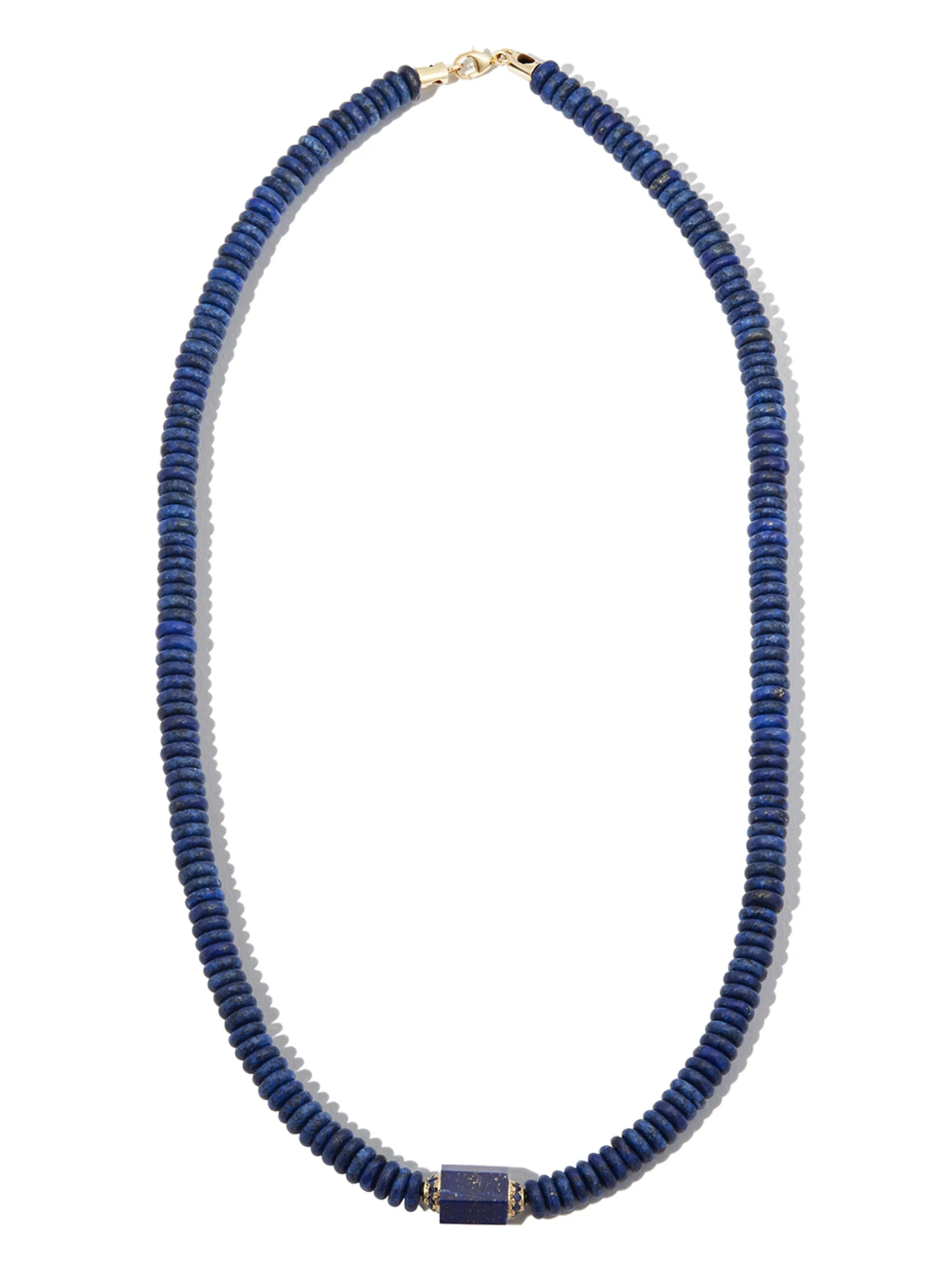 LUIS Morais 14kt yellow gold beaded lapis lazuli choker necklace