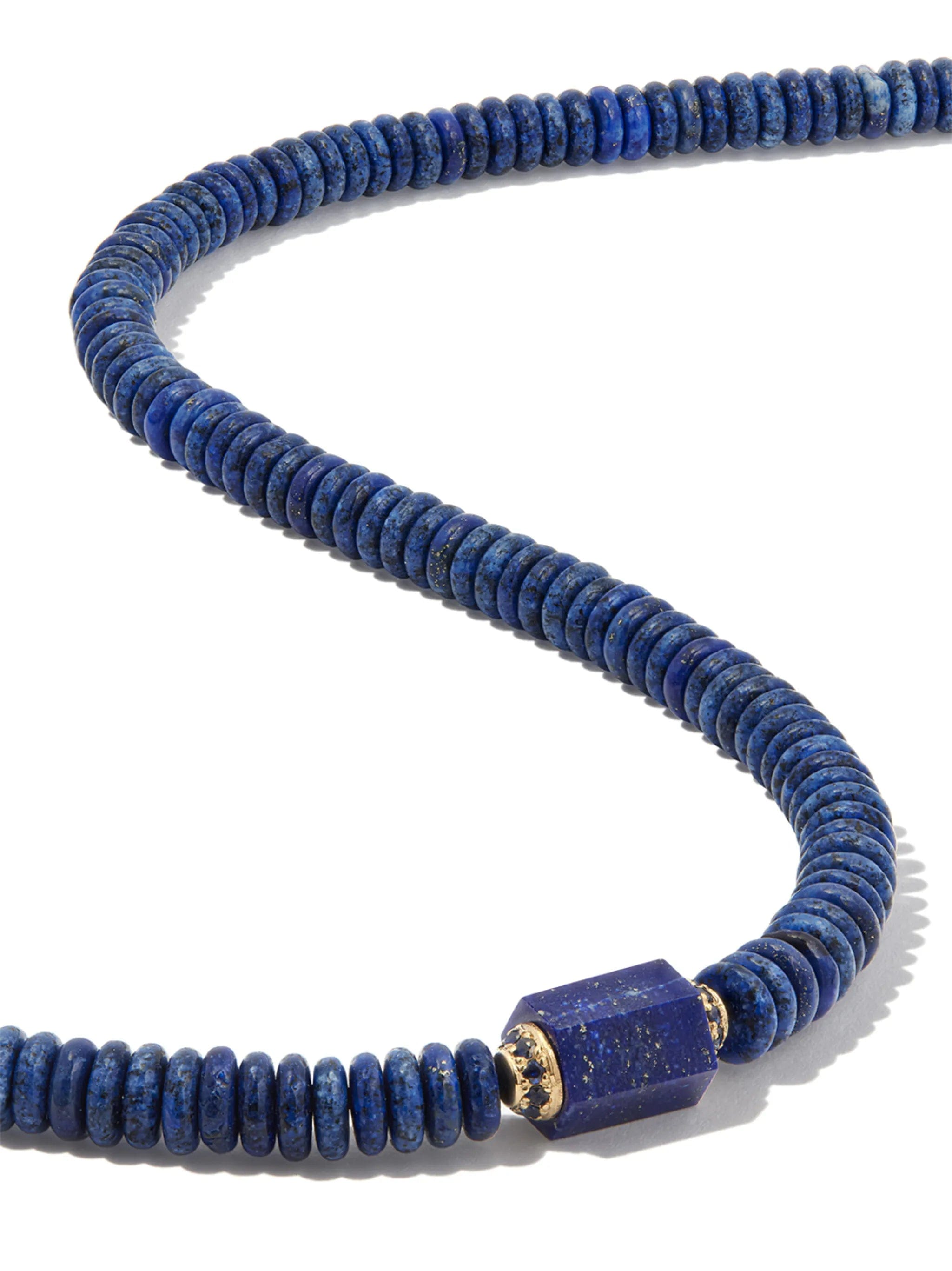 LUIS Morais 14kt yellow gold beaded lapis lazuli choker necklace