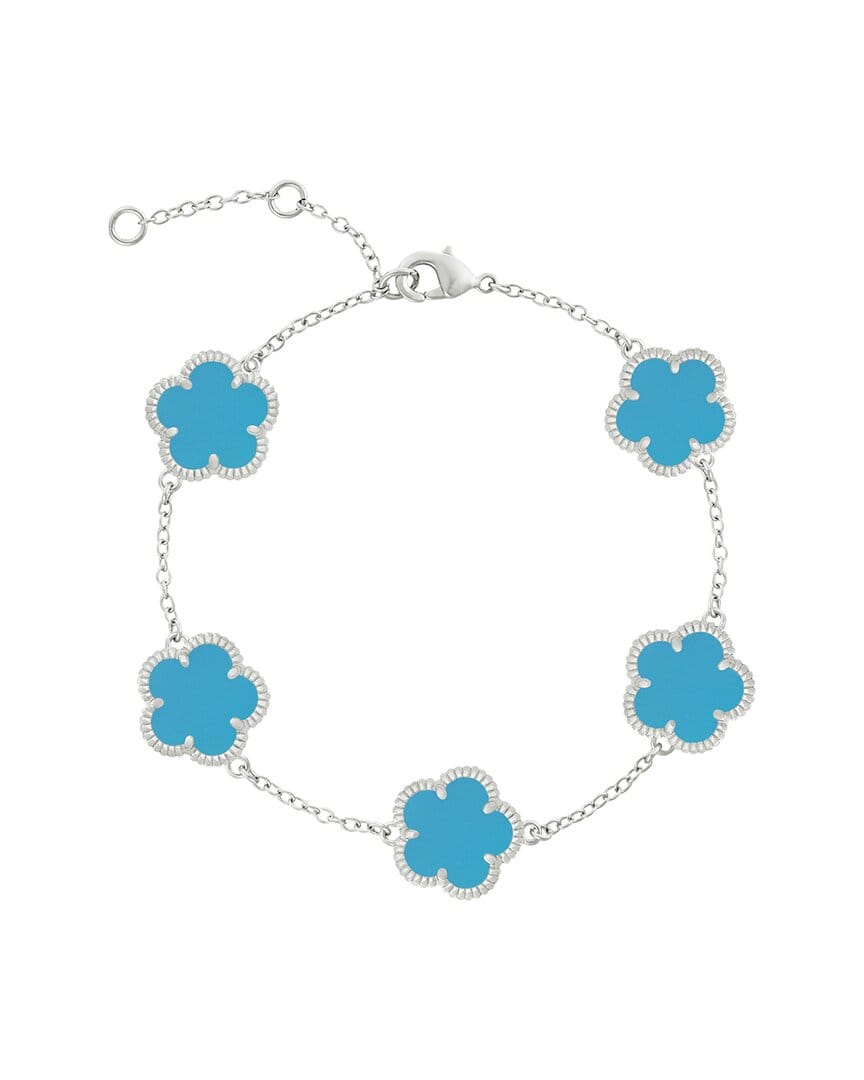 Flower Jankuo Flower Synthetic Turquoise Station Bracelet