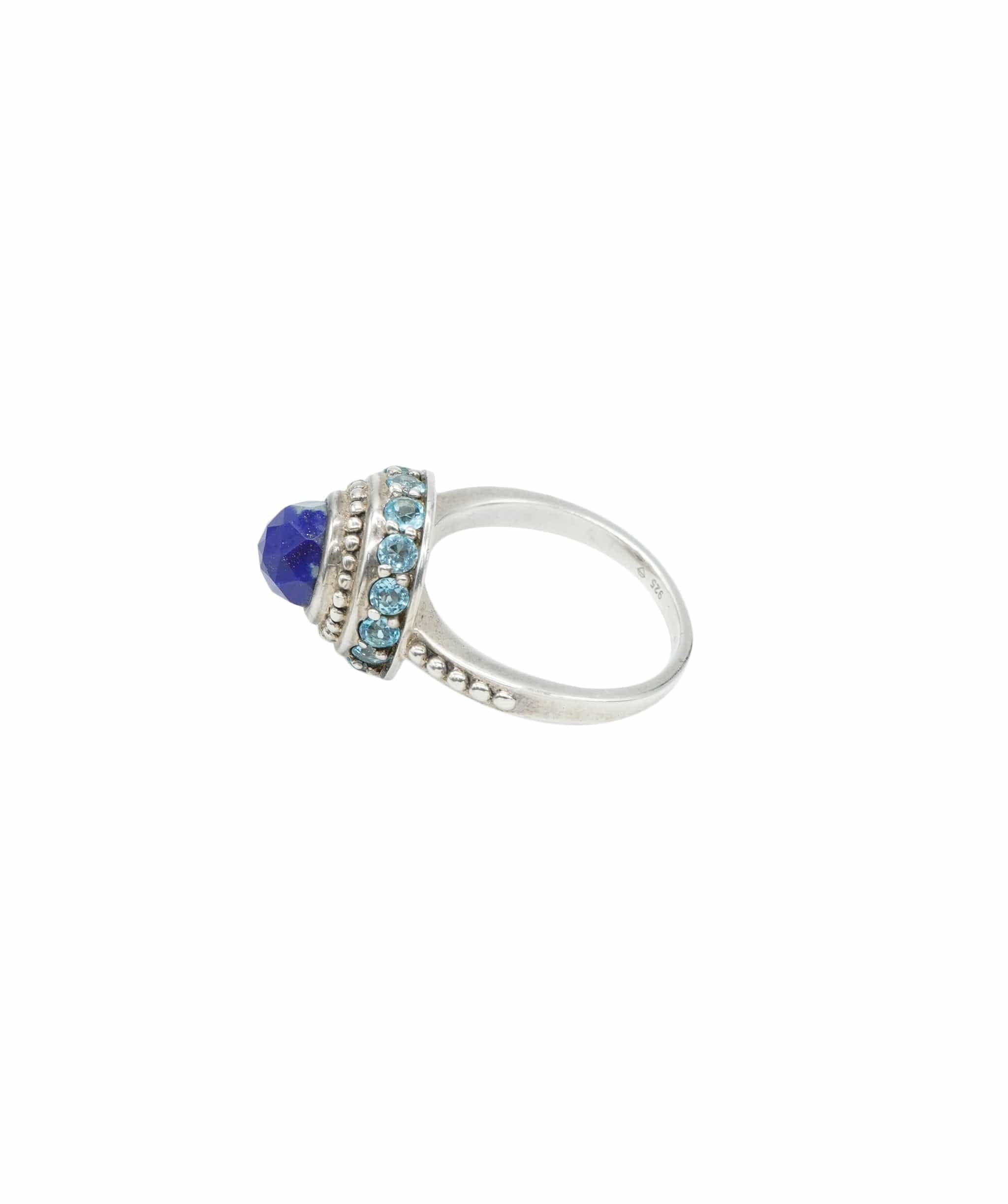 Blue topaz and Soda lite ring