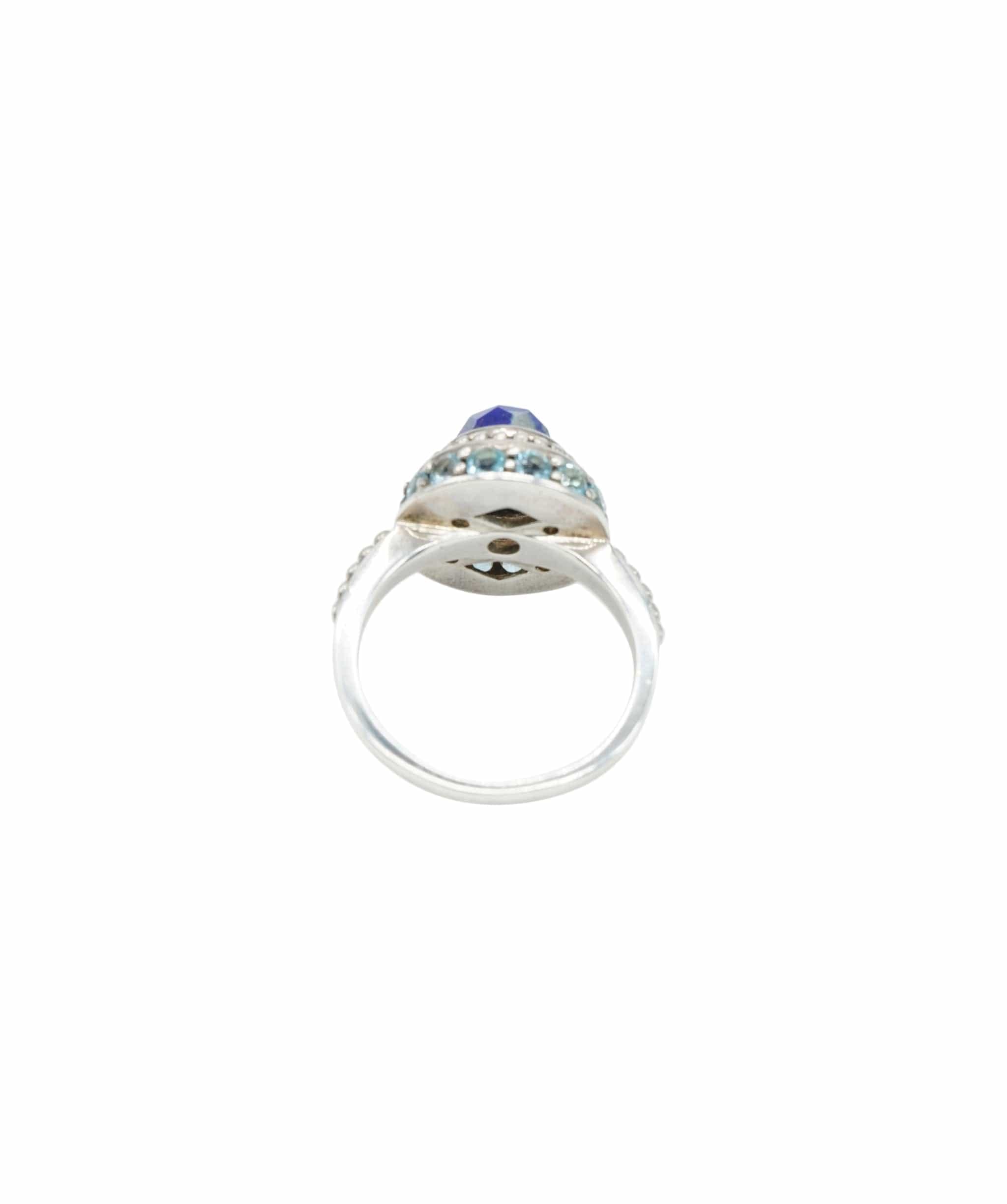 Blue topaz and Soda lite ring