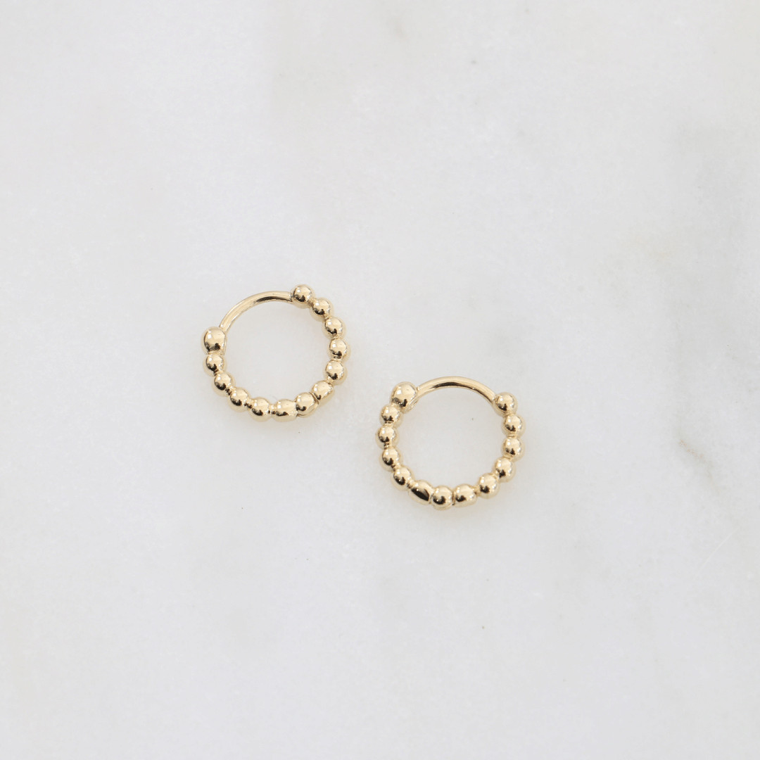 Willowfinejewellery 9ct Gold Bobble Hinged Huggies Earrings