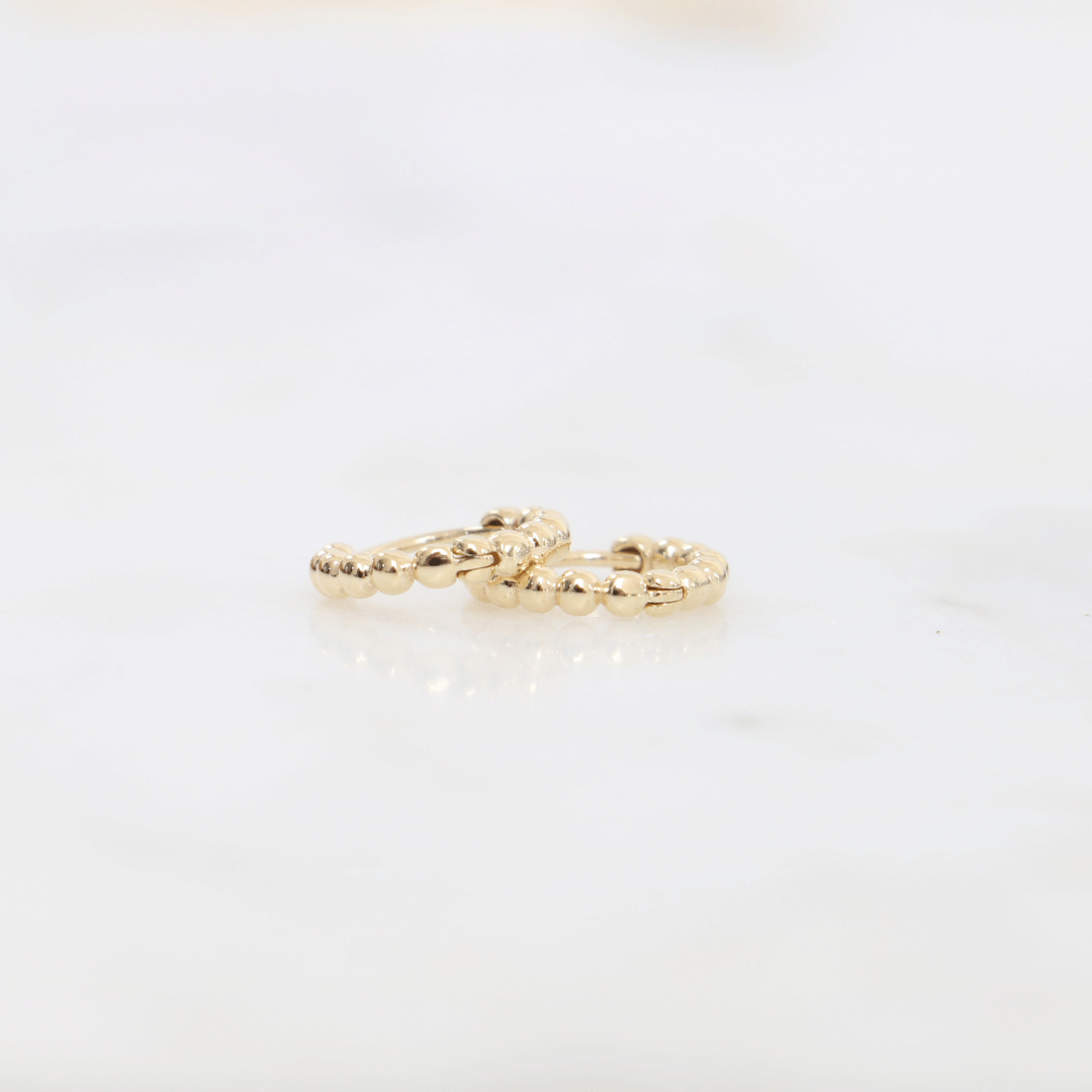 Willowfinejewellery 9ct Gold Bobble Hinged Huggies Earrings