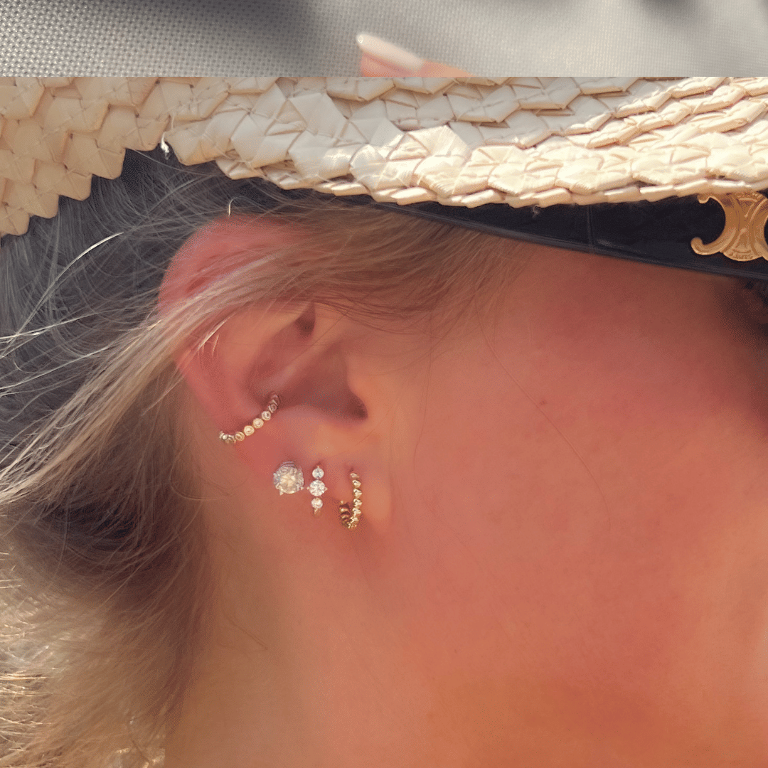 Willowfinejewellery 9ct Gold Bobble Hinged Huggies Earrings