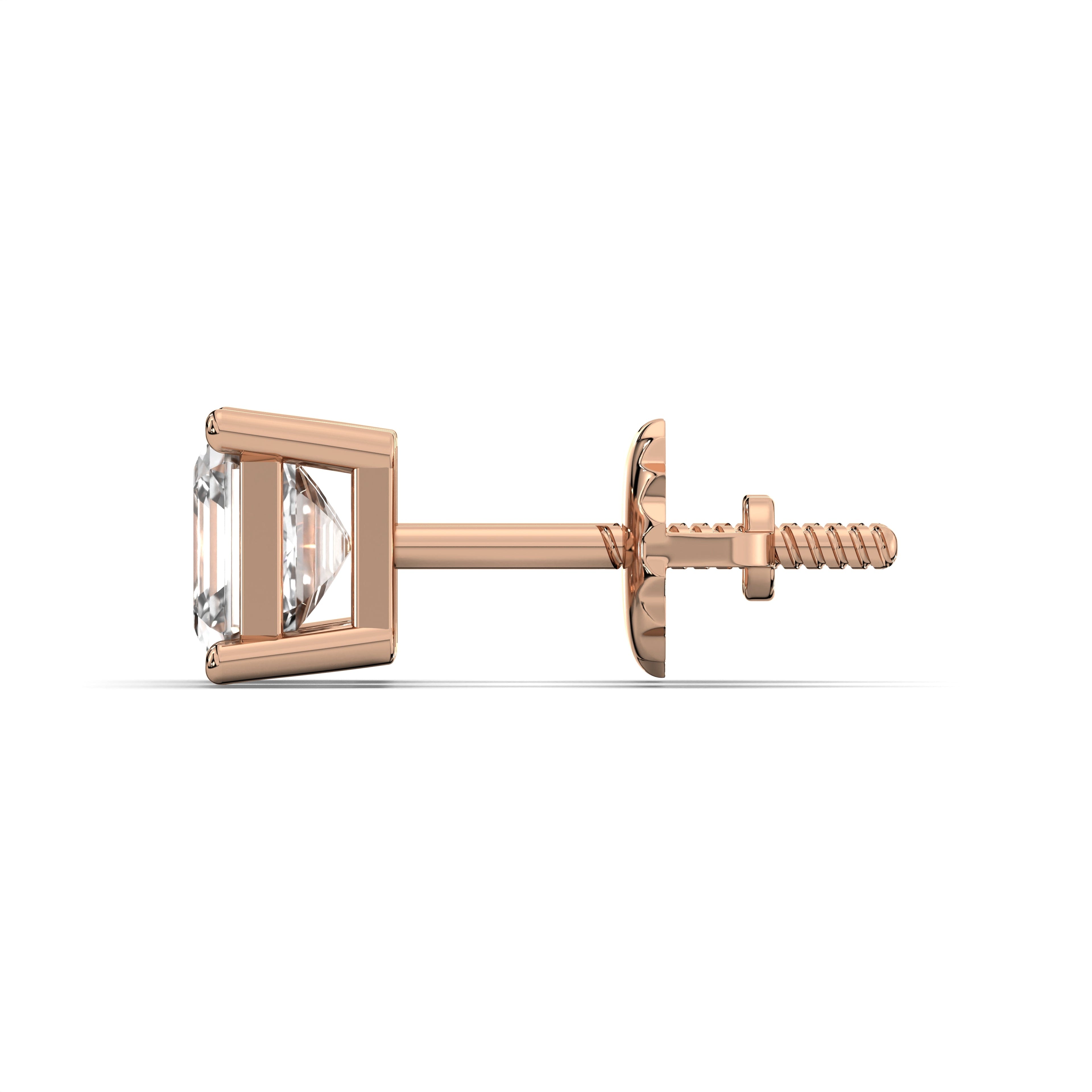 Manufacturer 47 Men's Jewelry - Male VVS Lab Diamond Asher Cut Stud Earrings | 14K Rose Gold