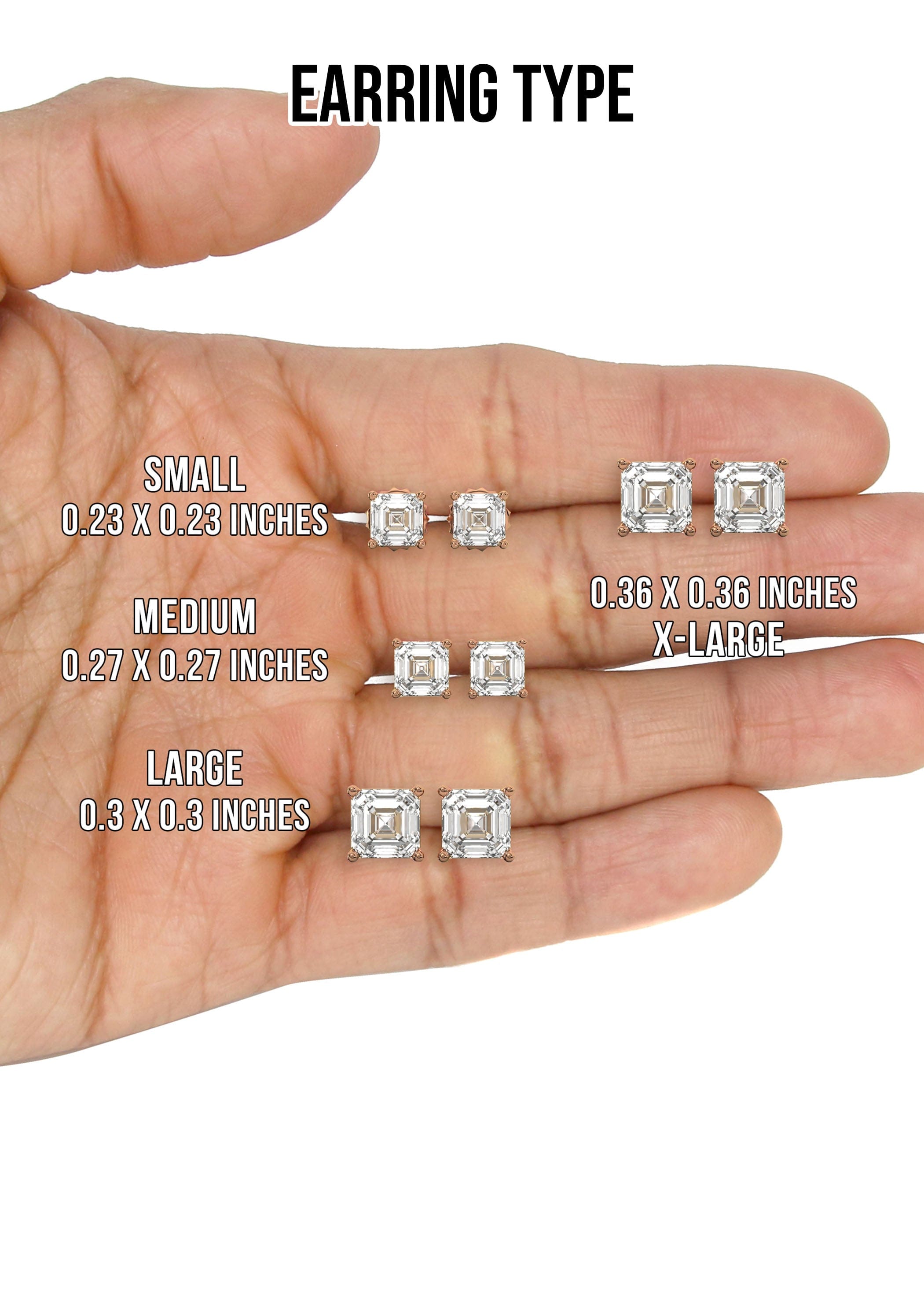 Manufacturer 47 Men's Jewelry - Male VVS Lab Diamond Asher Cut Stud Earrings | 14K Rose Gold
