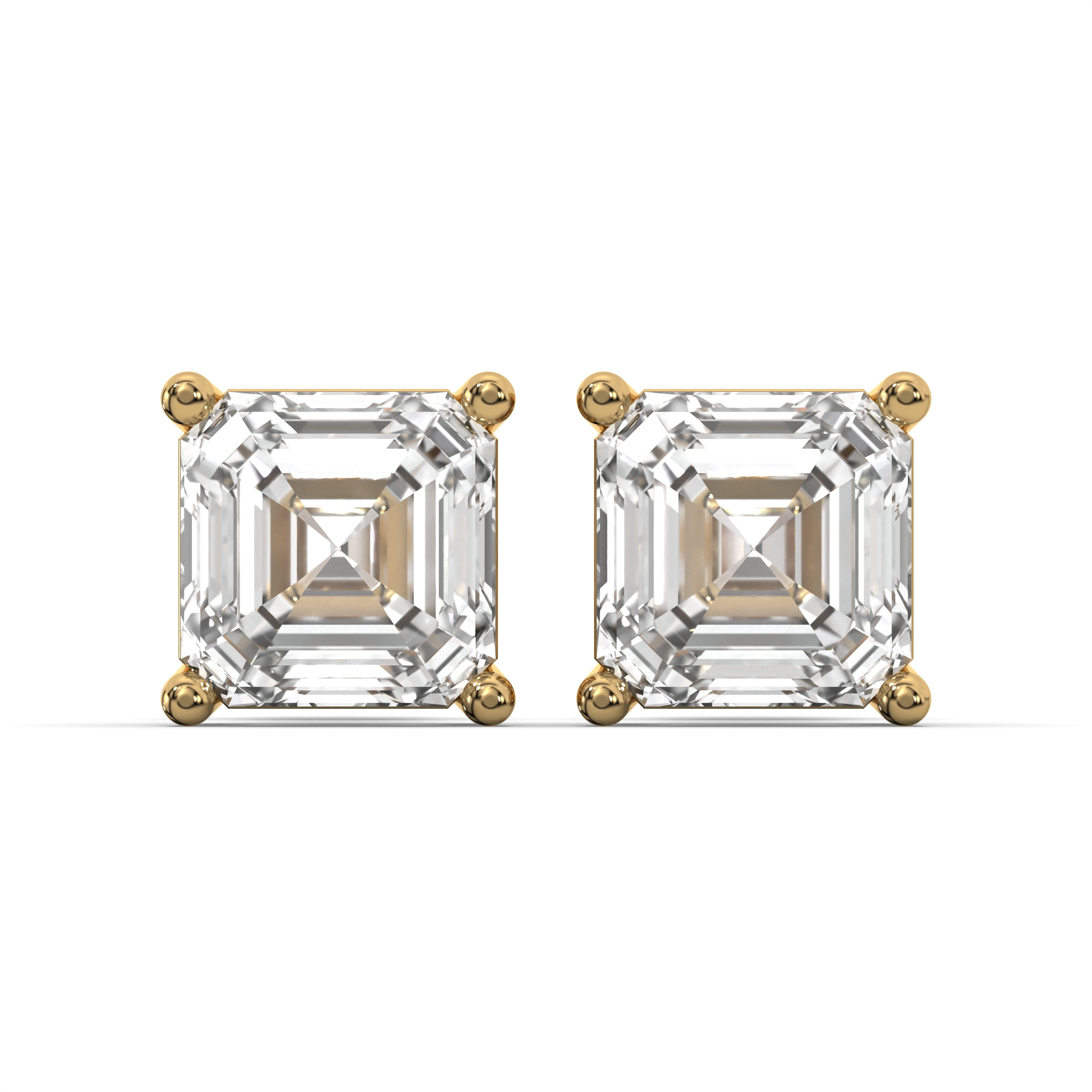 Manufacturer 47 Men's Jewelry - Male VVS Lab Diamond Asher Cut Stud Earrings | 14K Gold