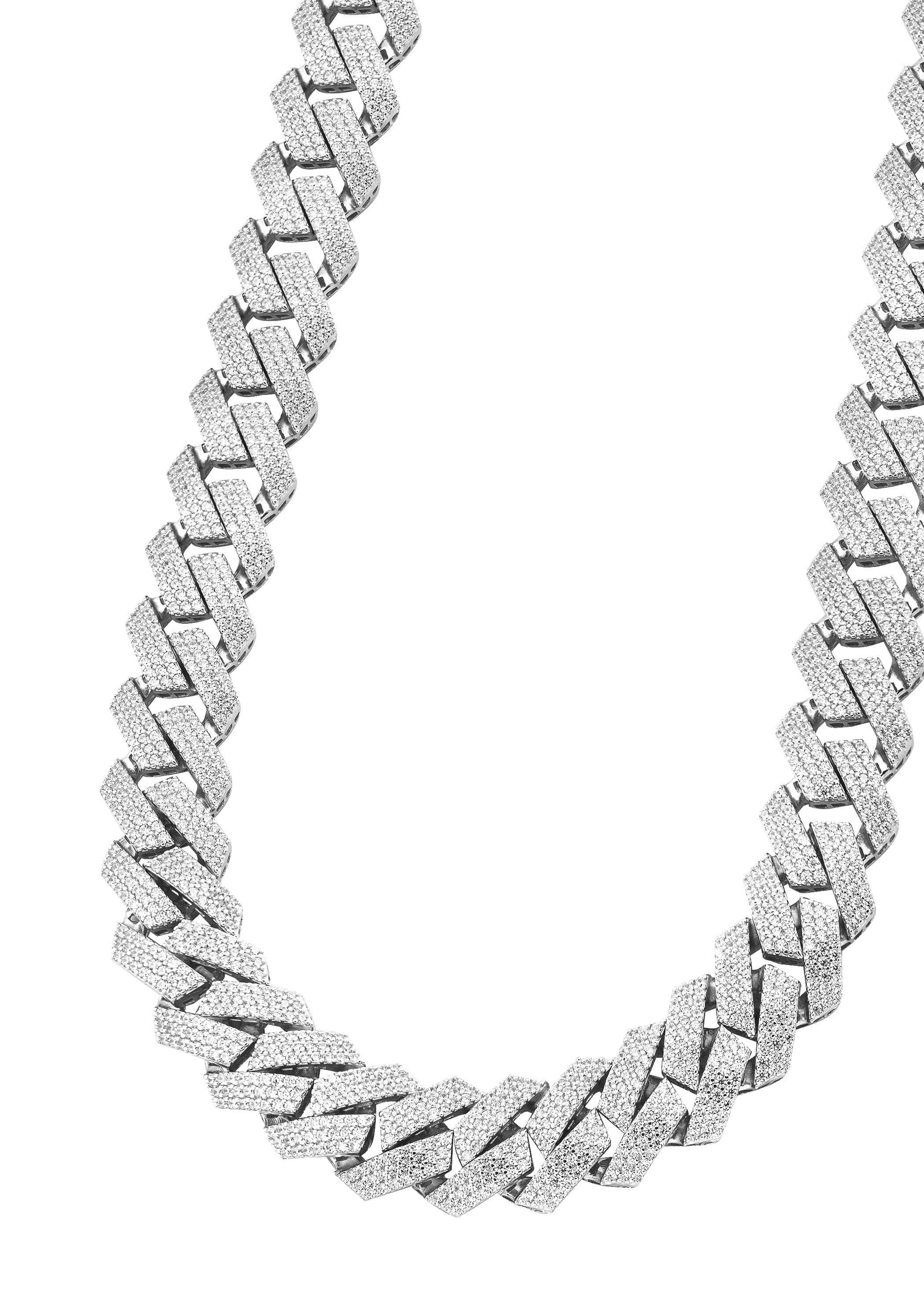 Manufacturer 43 Silver Chain - Hollow White Gold Iced Out Prong Cuban Link
