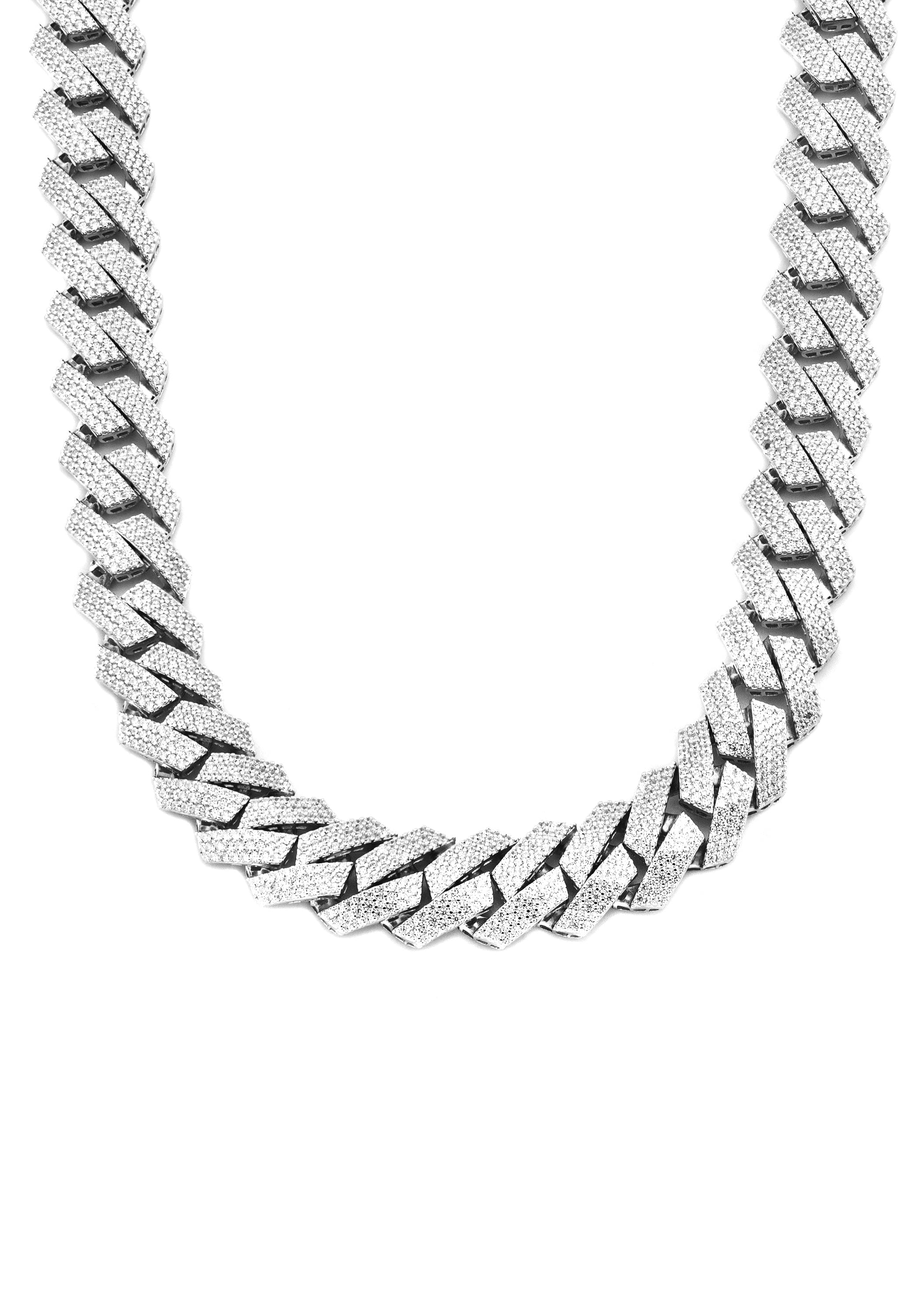 Manufacturer 43 Silver Chain - Hollow White Gold Iced Out Prong Cuban Link