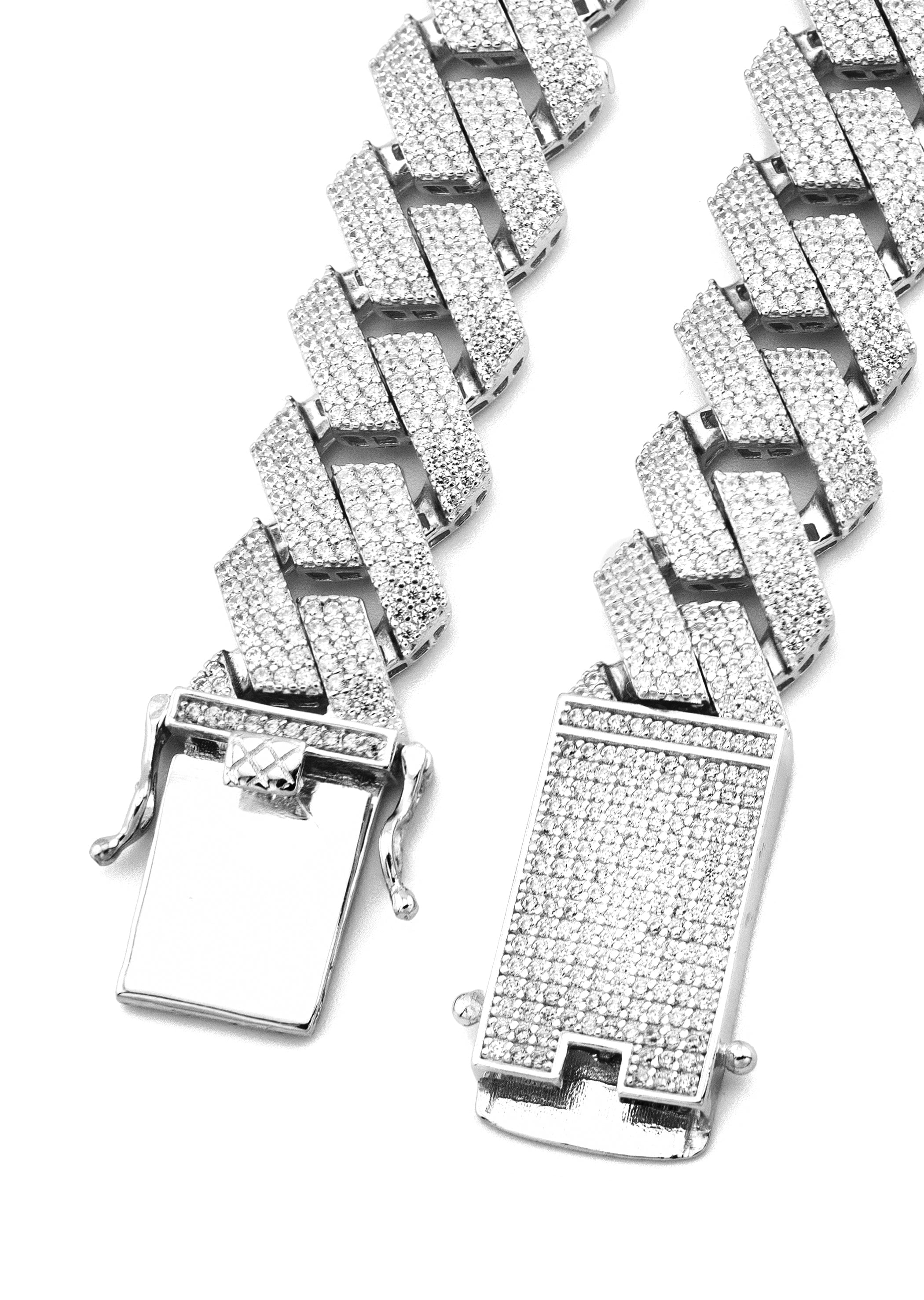 Manufacturer 43 Silver Chain - Hollow White Gold Iced Out Prong Cuban Link