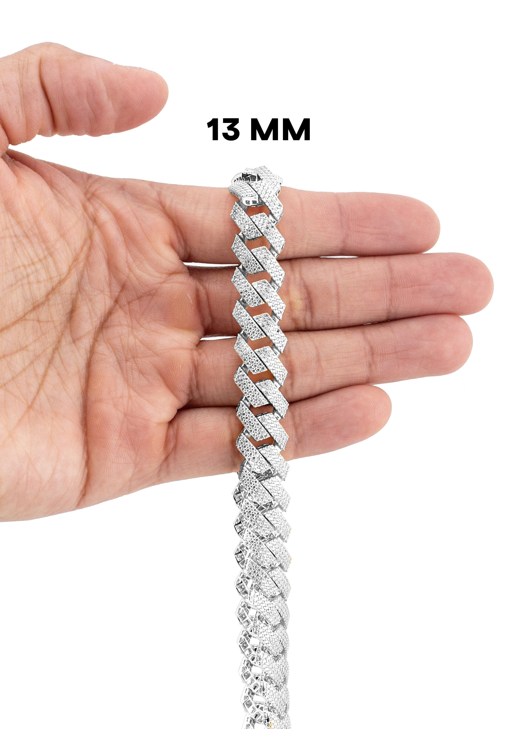 Manufacturer 43 Silver Chain - Hollow White Gold Iced Out Prong Cuban Link