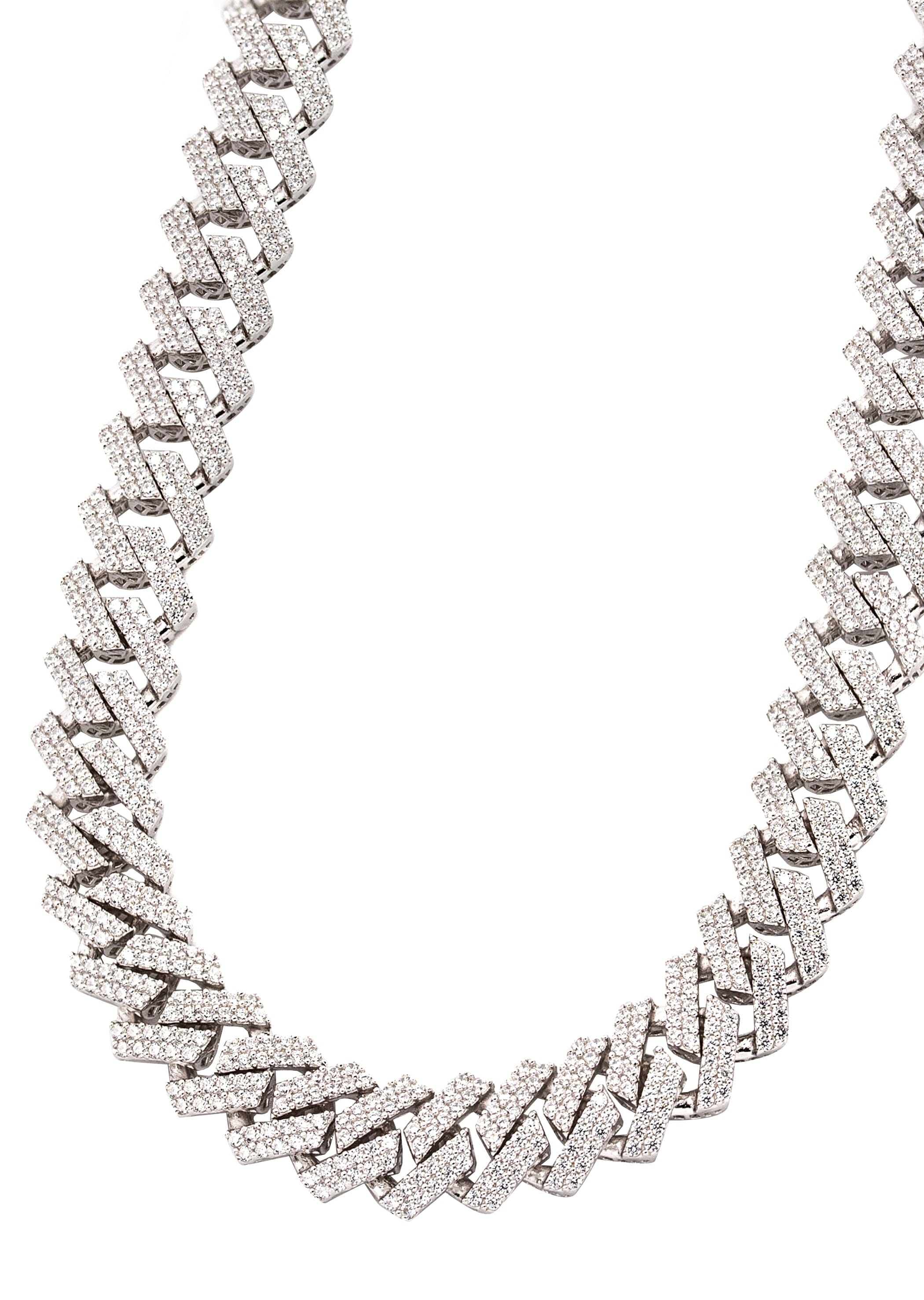 Manufacturer 43 Silver Chain - Hollow White Gold Double Row Iced Out Miami Cuban Chain