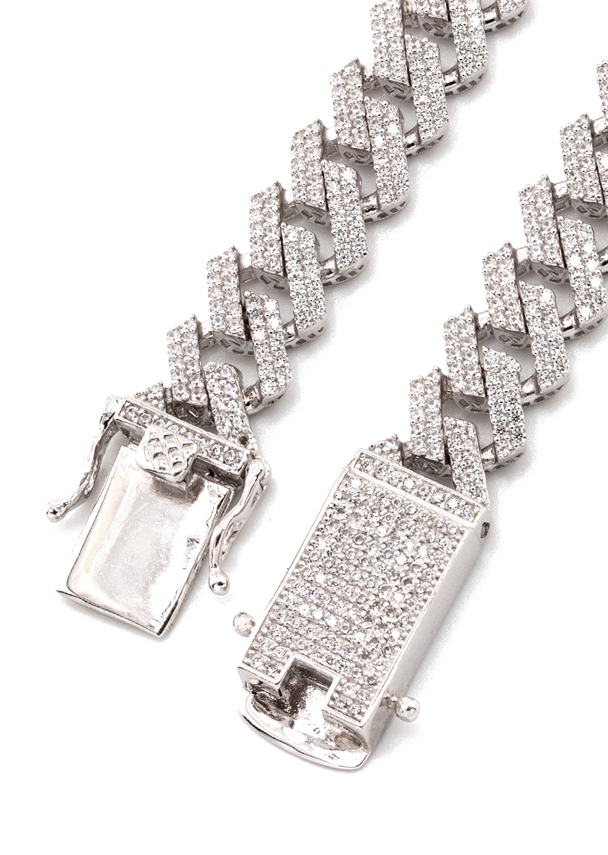 Manufacturer 43 Silver Chain - Hollow White Gold Double Row Iced Out Miami Cuban Chain