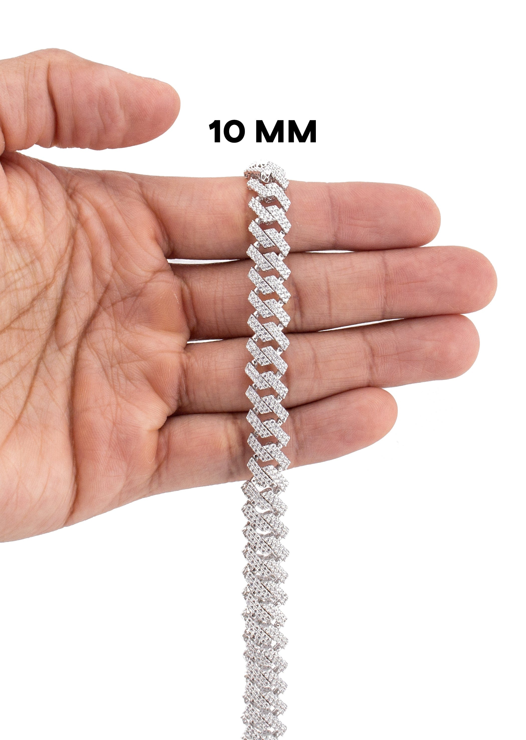 Manufacturer 43 Silver Chain - Hollow White Gold Double Row Iced Out Miami Cuban Chain