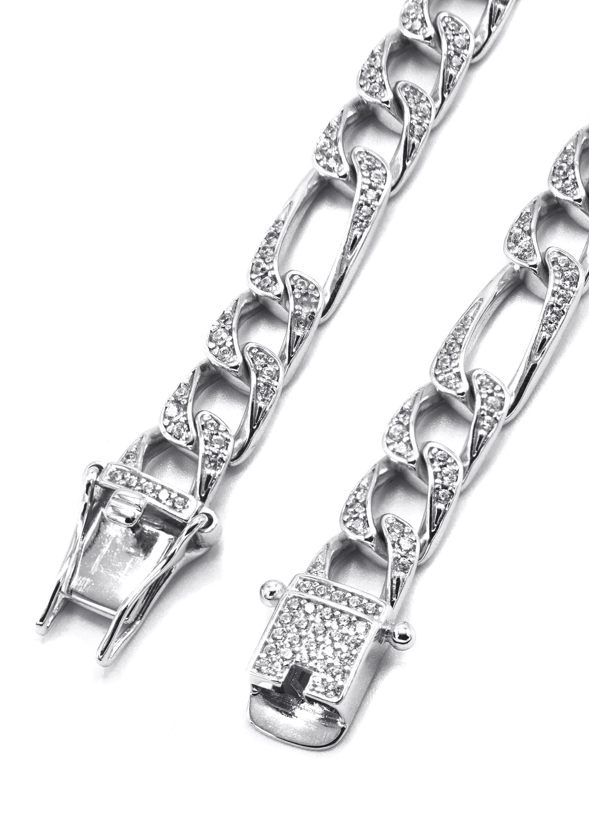Manufacturer 43 Silver Chain - Iced Out Figaro Chain