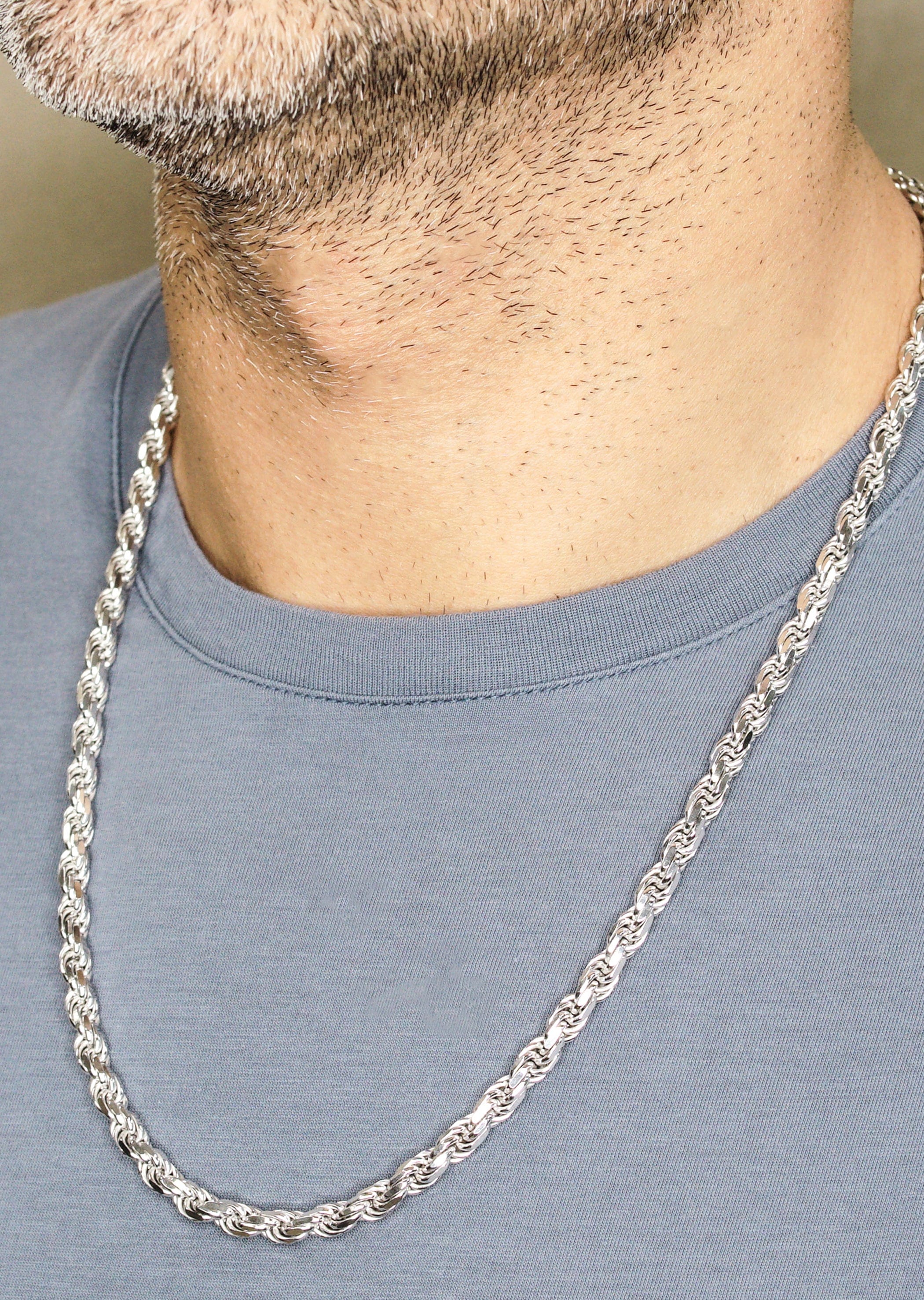 Manufacturer 43 Silver Chain - Mens White Chain / Rope Chain / 6 mm