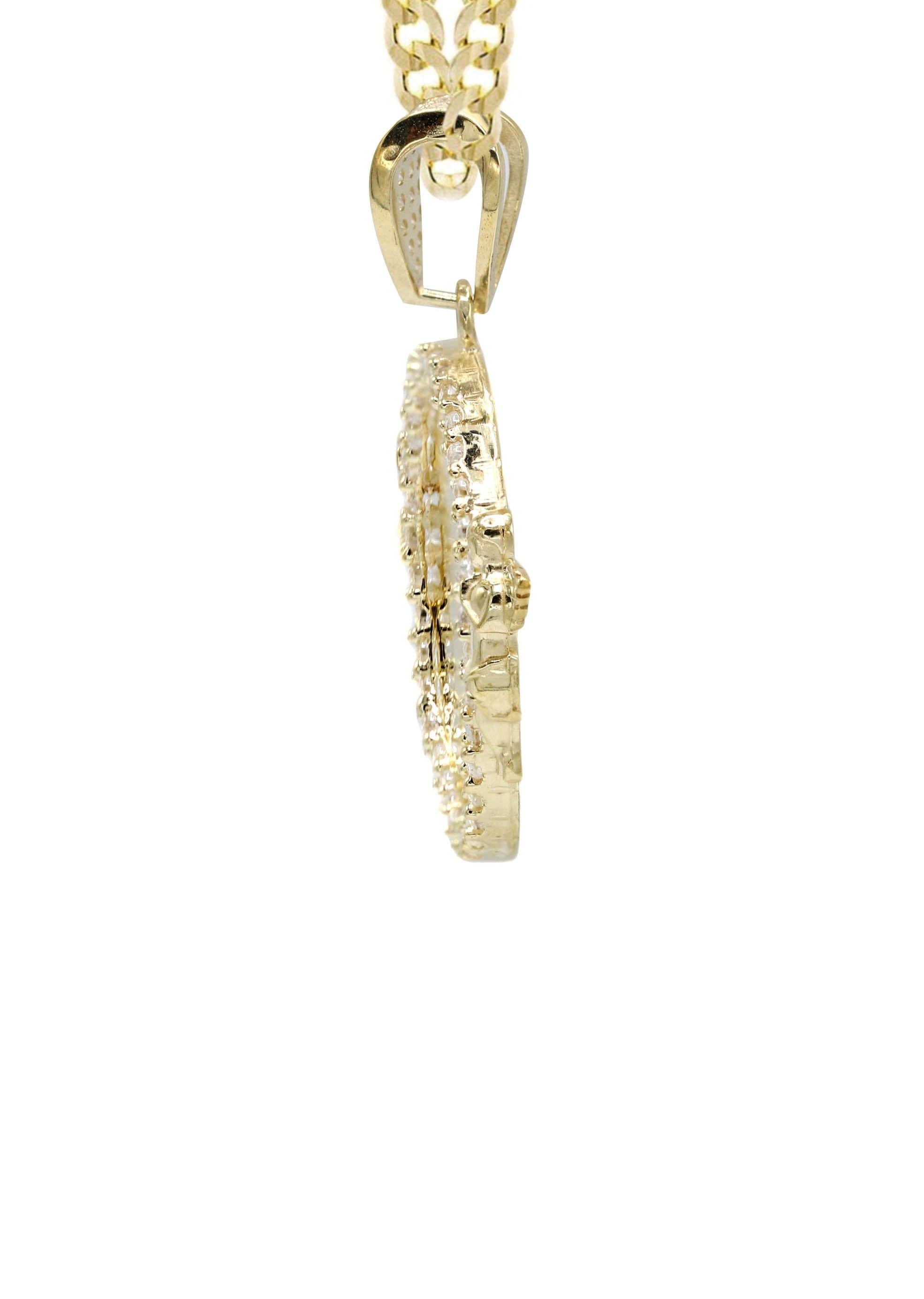 Manufacturer 7 10K Yellow Gold CZ Picture Pendant Necklace | Appx. 14.8 Grams