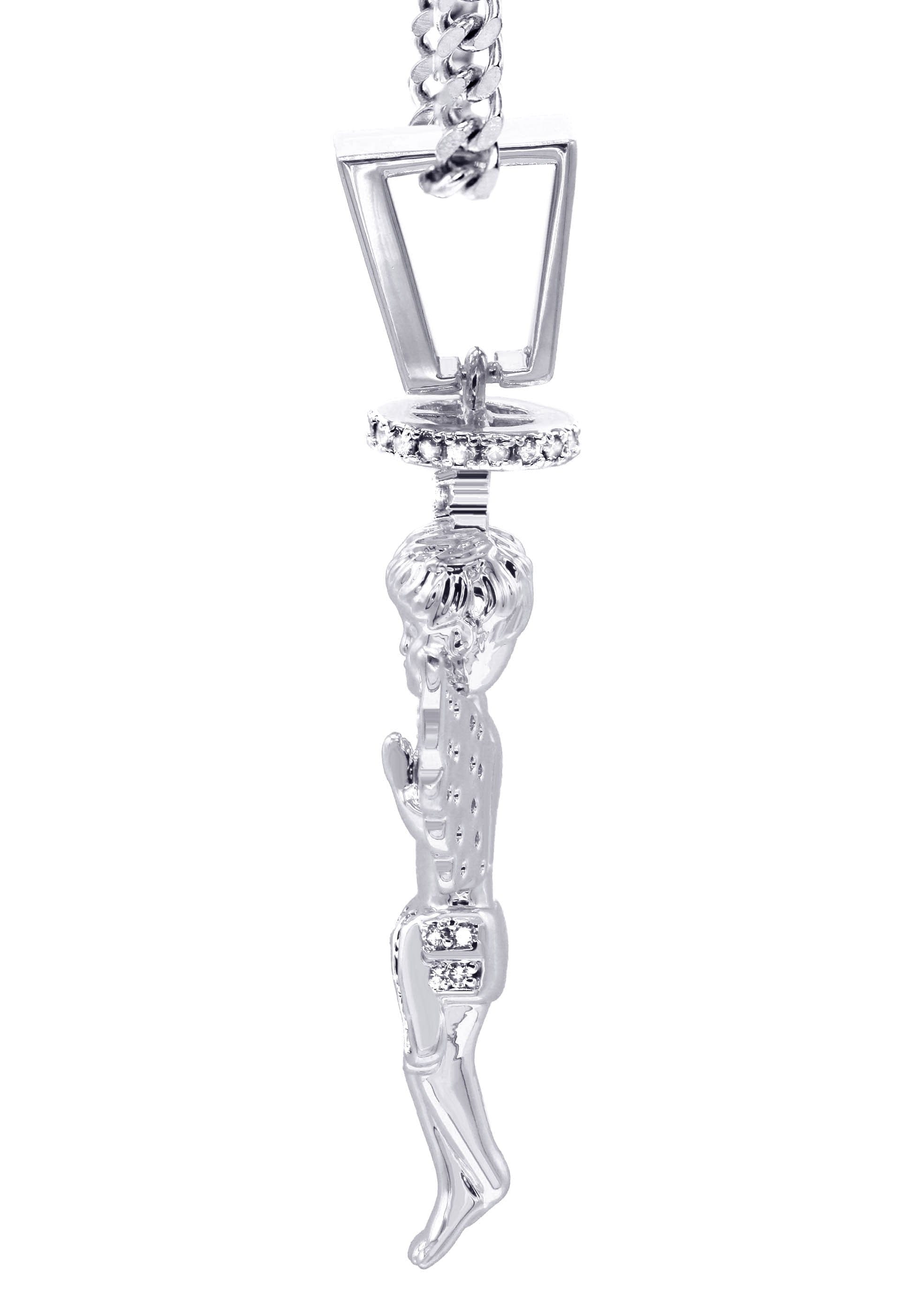 Manufacturer 30 White Gold Plated Cuban Link Chain & Angel Pendant | Appx. 14.2 Grams
