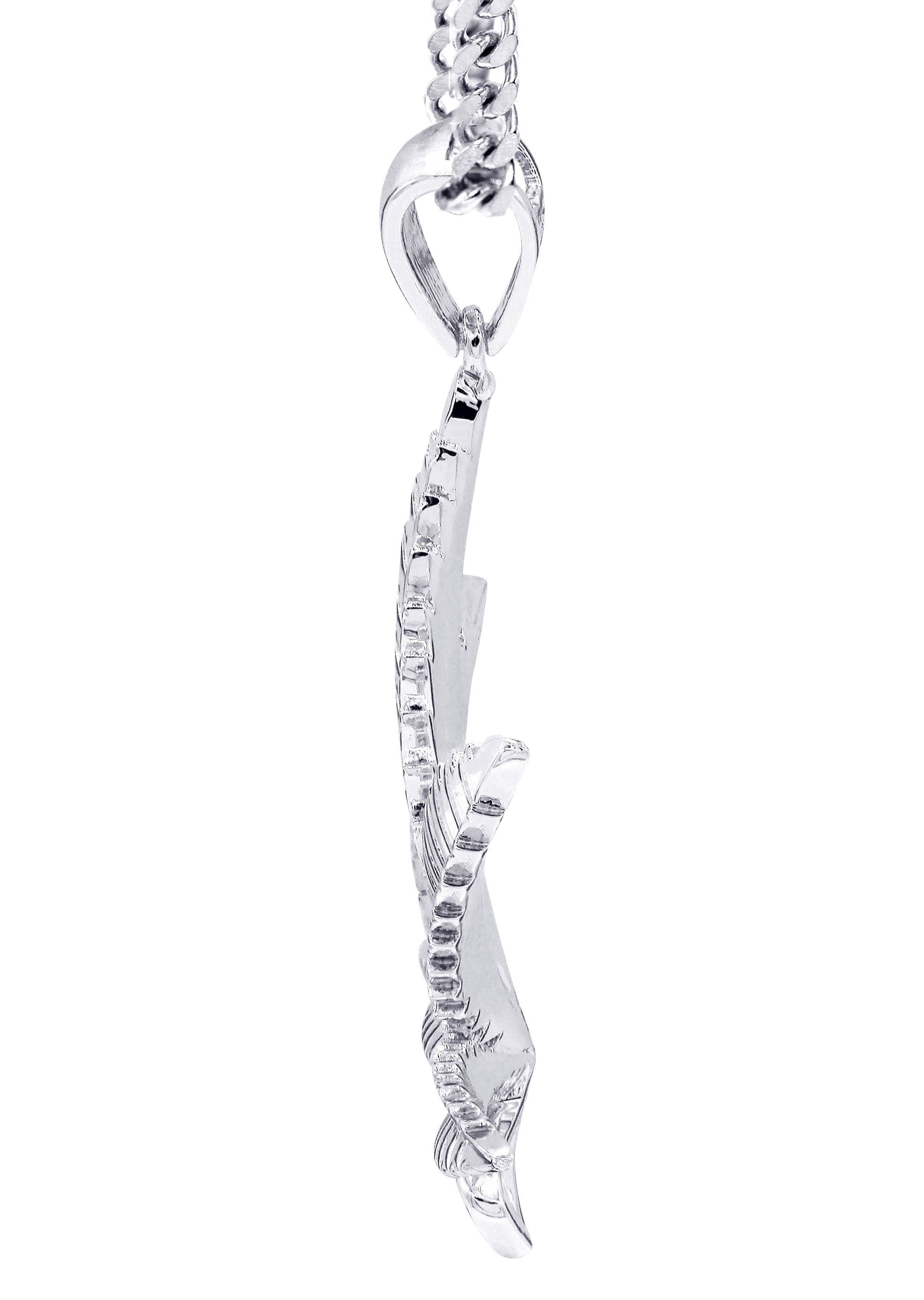 Manufacturer 30 White Gold Plated Cuban Link Chain & Marihuana Leaf Pendant | Appx. 17.4 Grams
