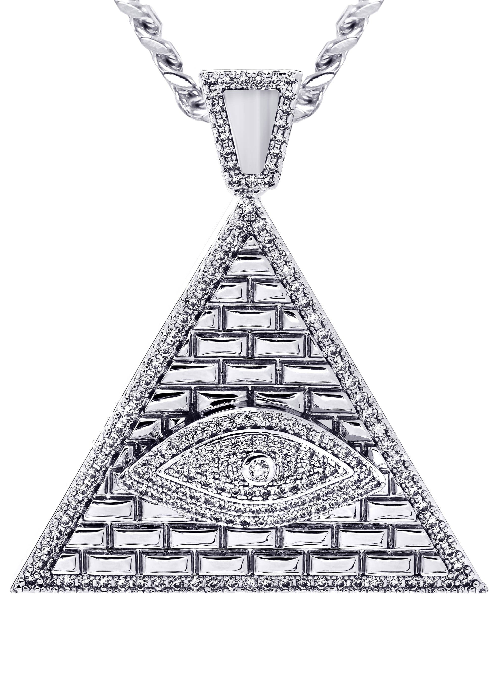 Manufacturer 30 White Gold Plated Cuban Link Chain & Illuminate Pendant | Appx. 27.3 Grams