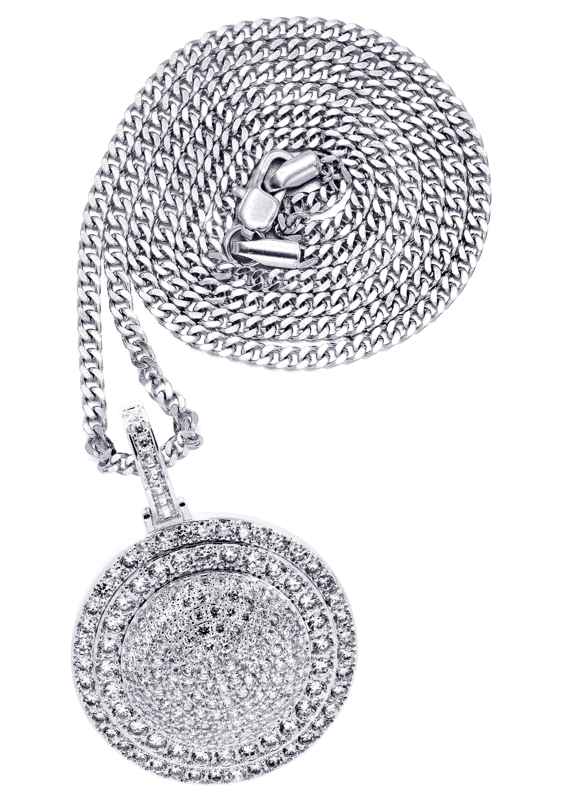 Manufacturer 30 White Gold Plated Cuban Link Chain & Dog Tag Pendant | Appx. 30.3 Grams