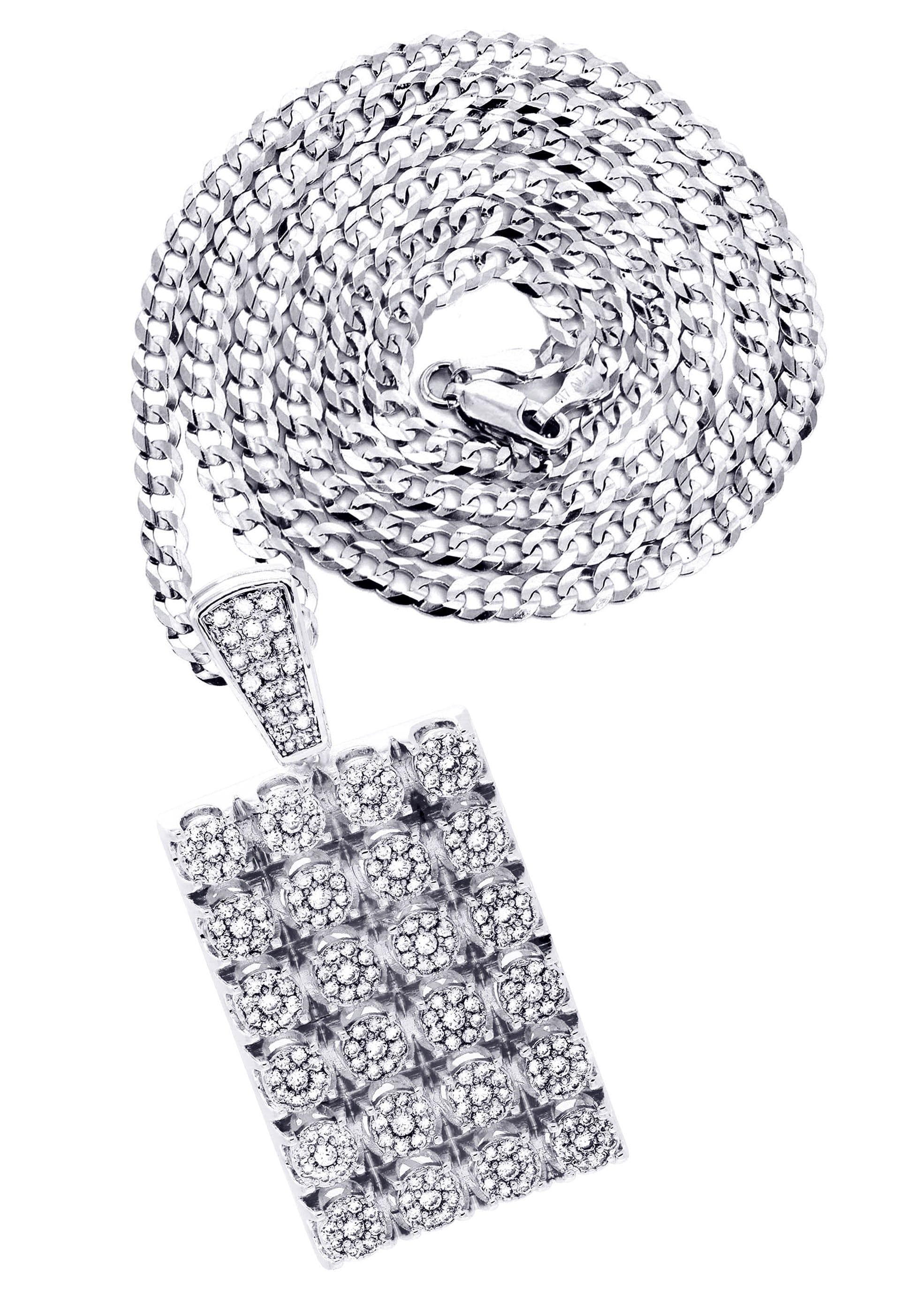 Manufacturer 30 White Gold Plated Cuban Link Chain & Dog Tag Pendant | Appx. 40.2 Grams