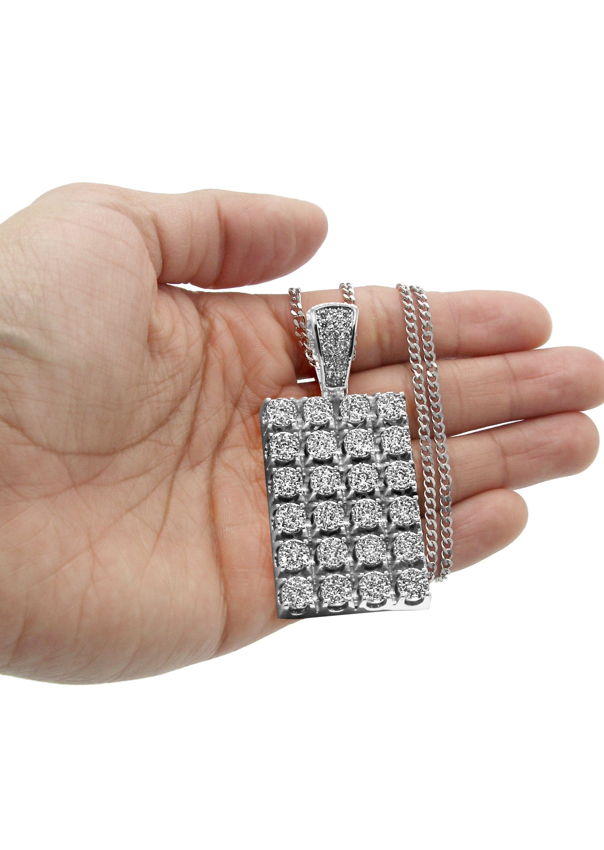 Manufacturer 30 White Gold Plated Cuban Link Chain & Dog Tag Pendant | Appx. 40.2 Grams