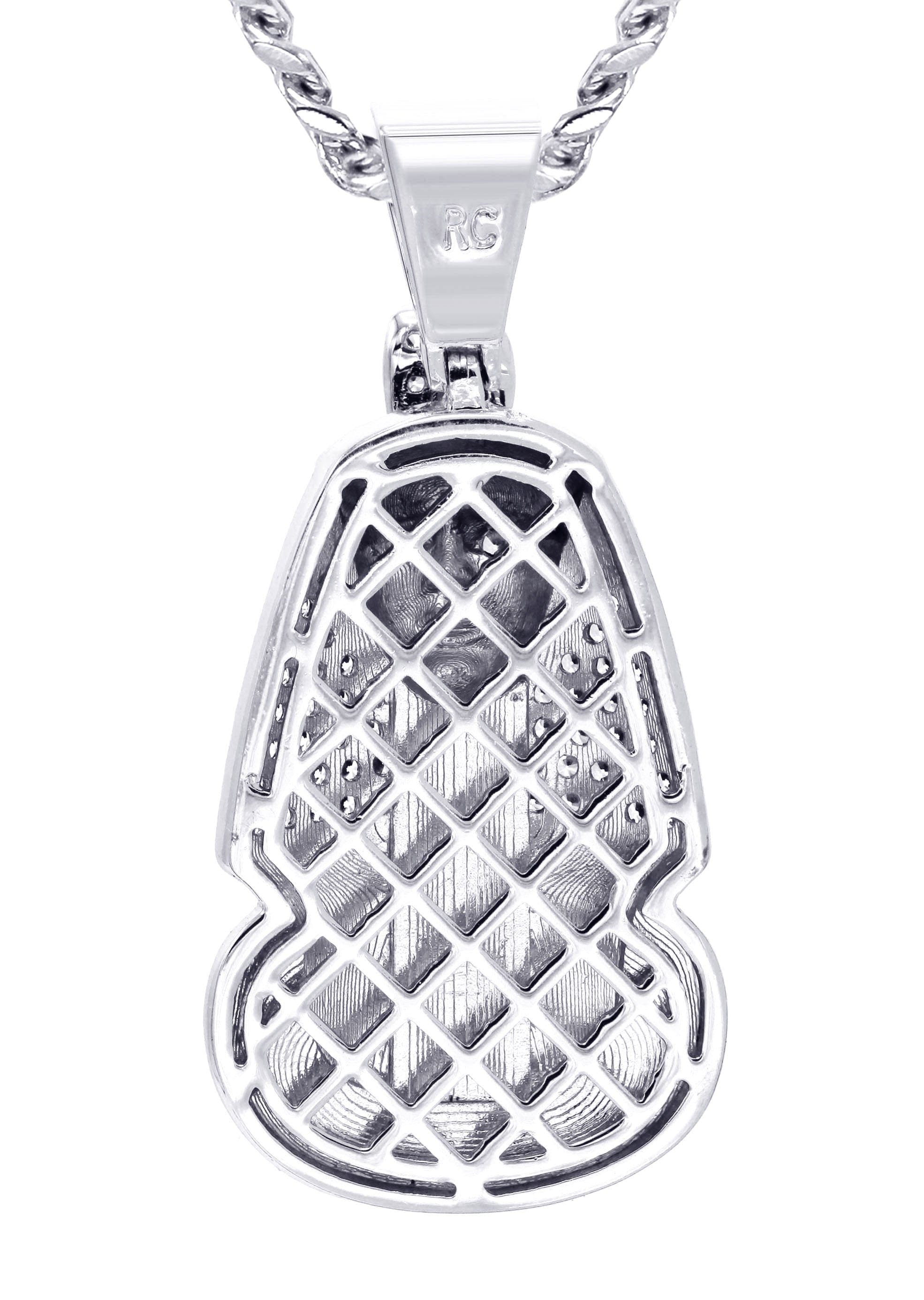 Manufacturer 30 White Gold Plated Cuban Link Chain & Pharaoh Pendant | Appx. 16 Grams
