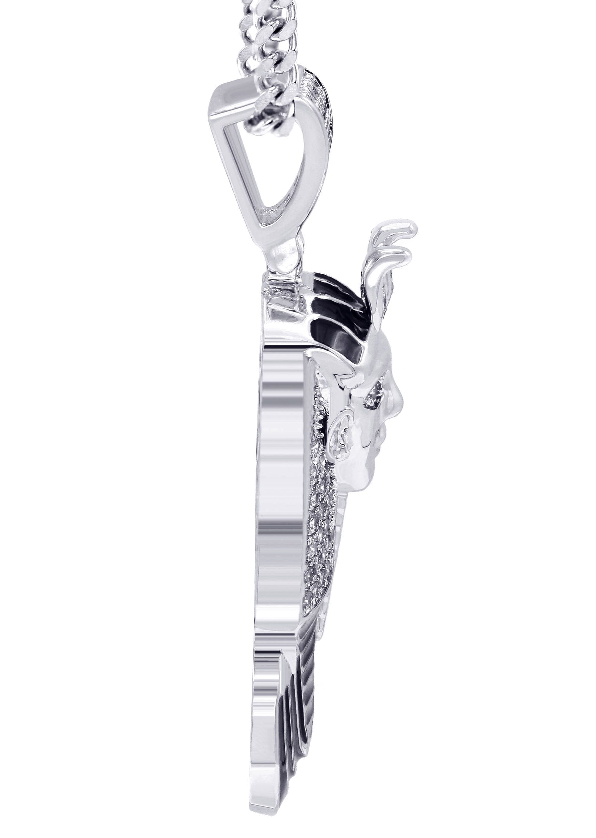Manufacturer 30 White Gold Plated Cuban Link Chain & Pharaoh Pendant | Appx. 16 Grams