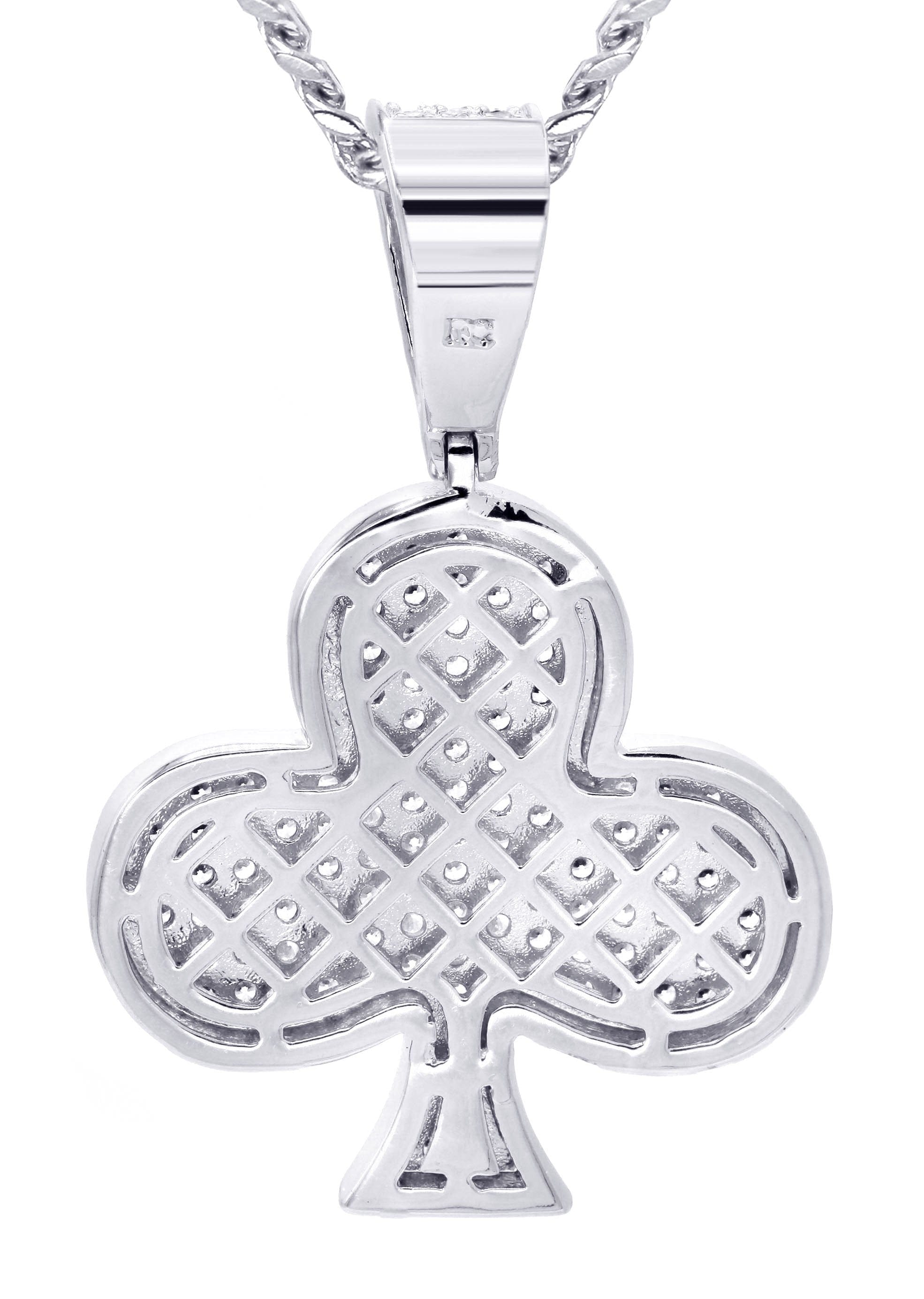 Manufacturer 30 White Gold Plated Cuban Link Chain & Trebol Pendant | Appx. 18.8 Grams