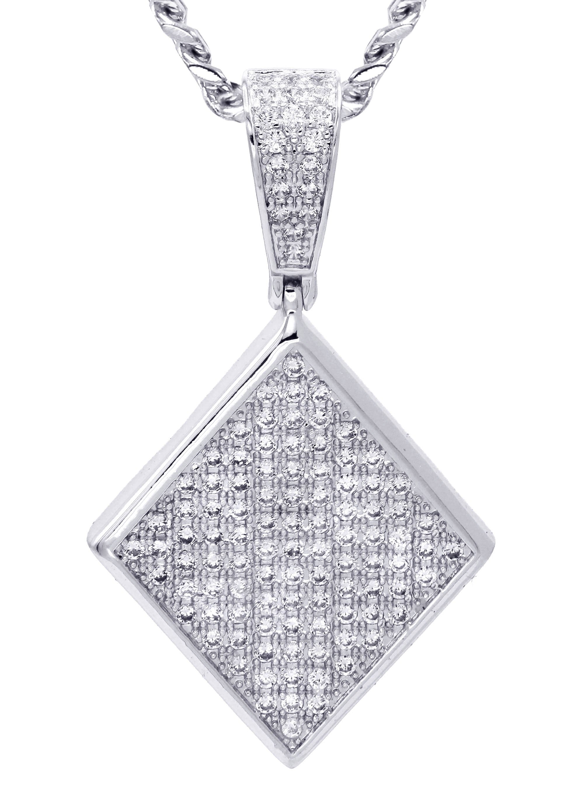 Manufacturer 30 White Gold Plated Cuban Link Chain & Iced Out Pendant | Appx. 16.1 Grams