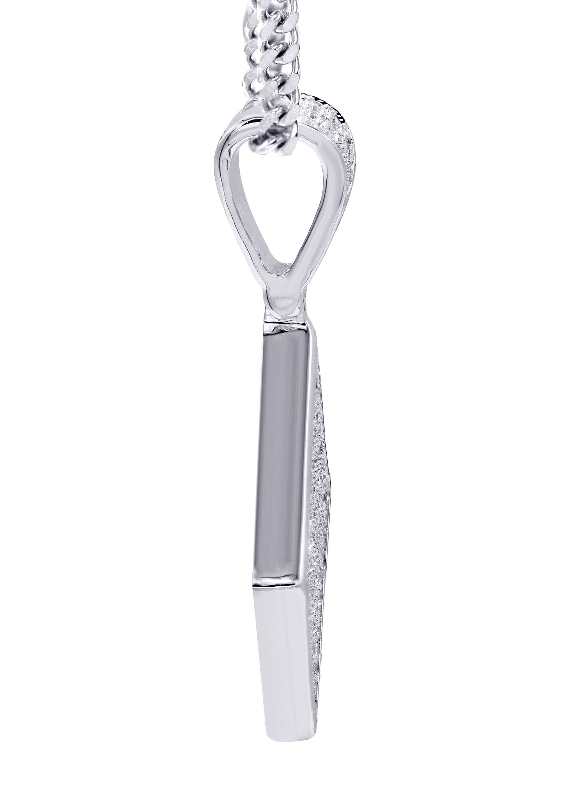 Manufacturer 30 White Gold Plated Cuban Link Chain & Iced Out Pendant | Appx. 16.1 Grams