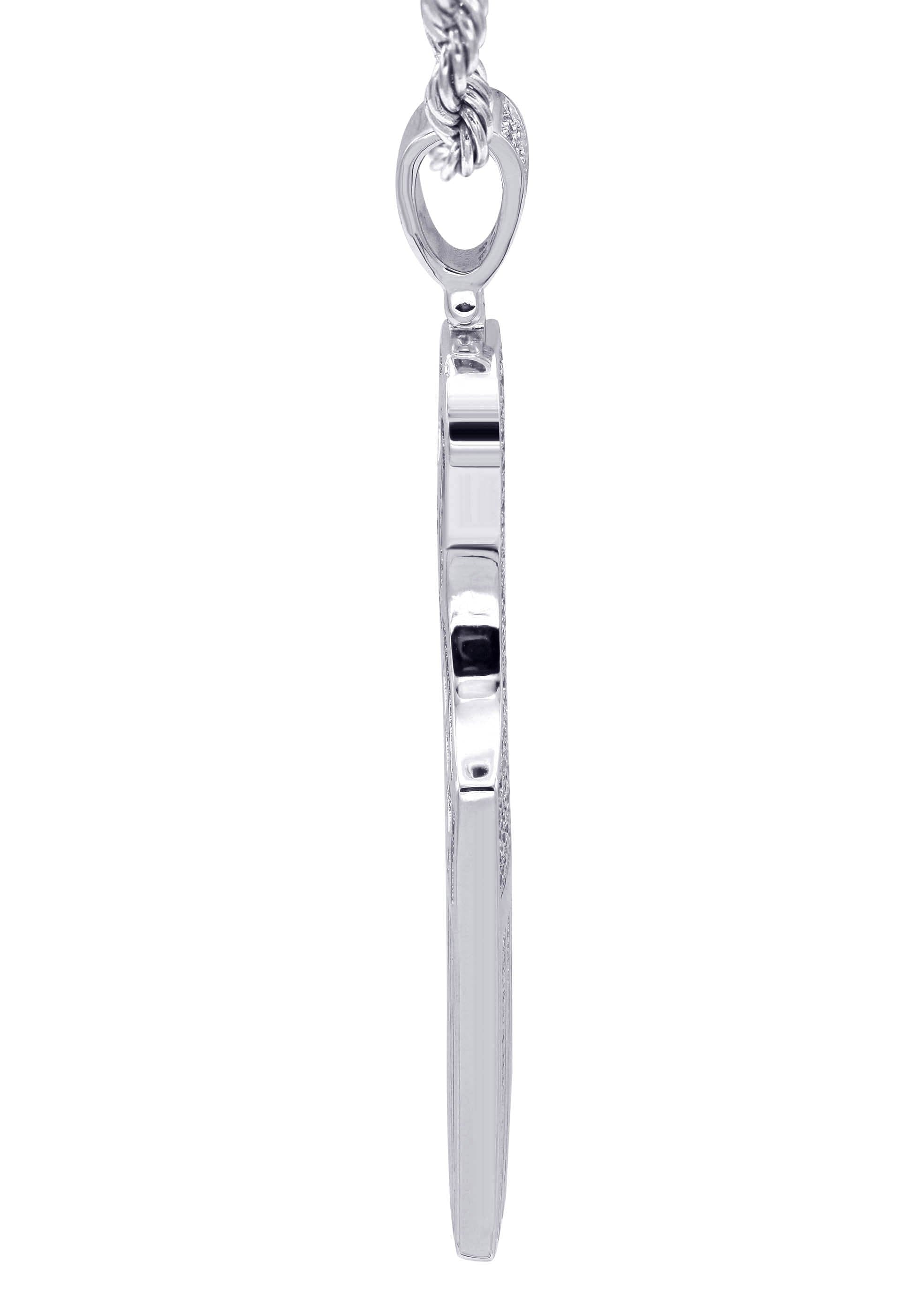 Manufacturer 30 White Gold Plated Cuban Link Chain & Comb Pendant | Appx. 18 Grams