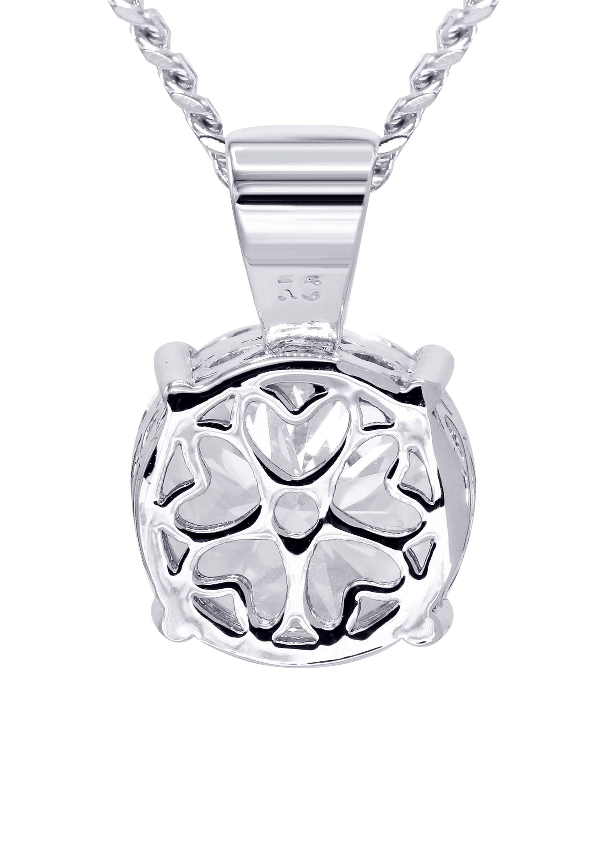 Manufacturer 30 White Gold Plated Cuban Link Chain & Cubic Zirconia Pendant | Appx. 16.3 Grams