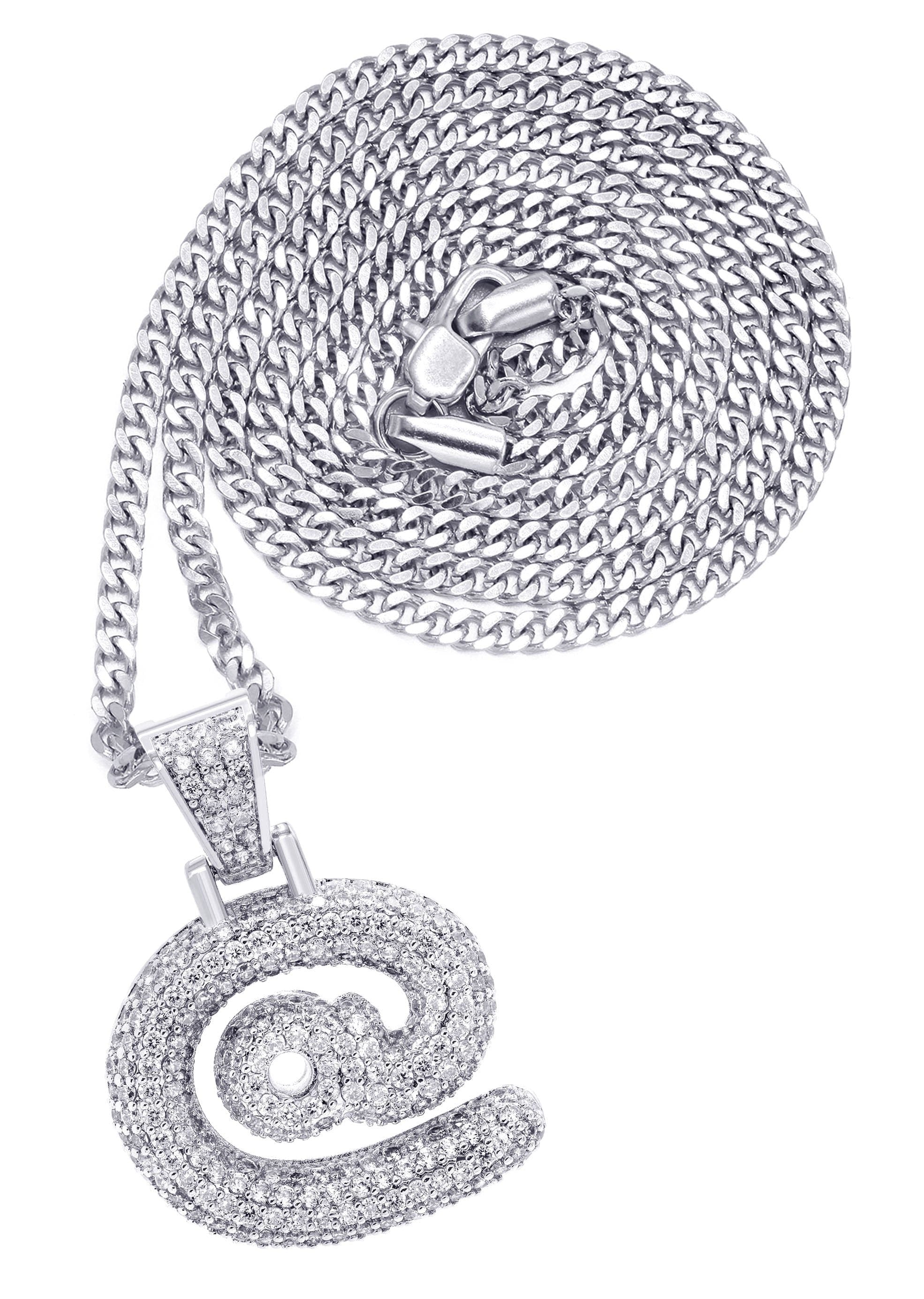 Manufacturer 30 White Gold Plated Cuban Link Chain & @ Pendant | Appx. 18 Grams